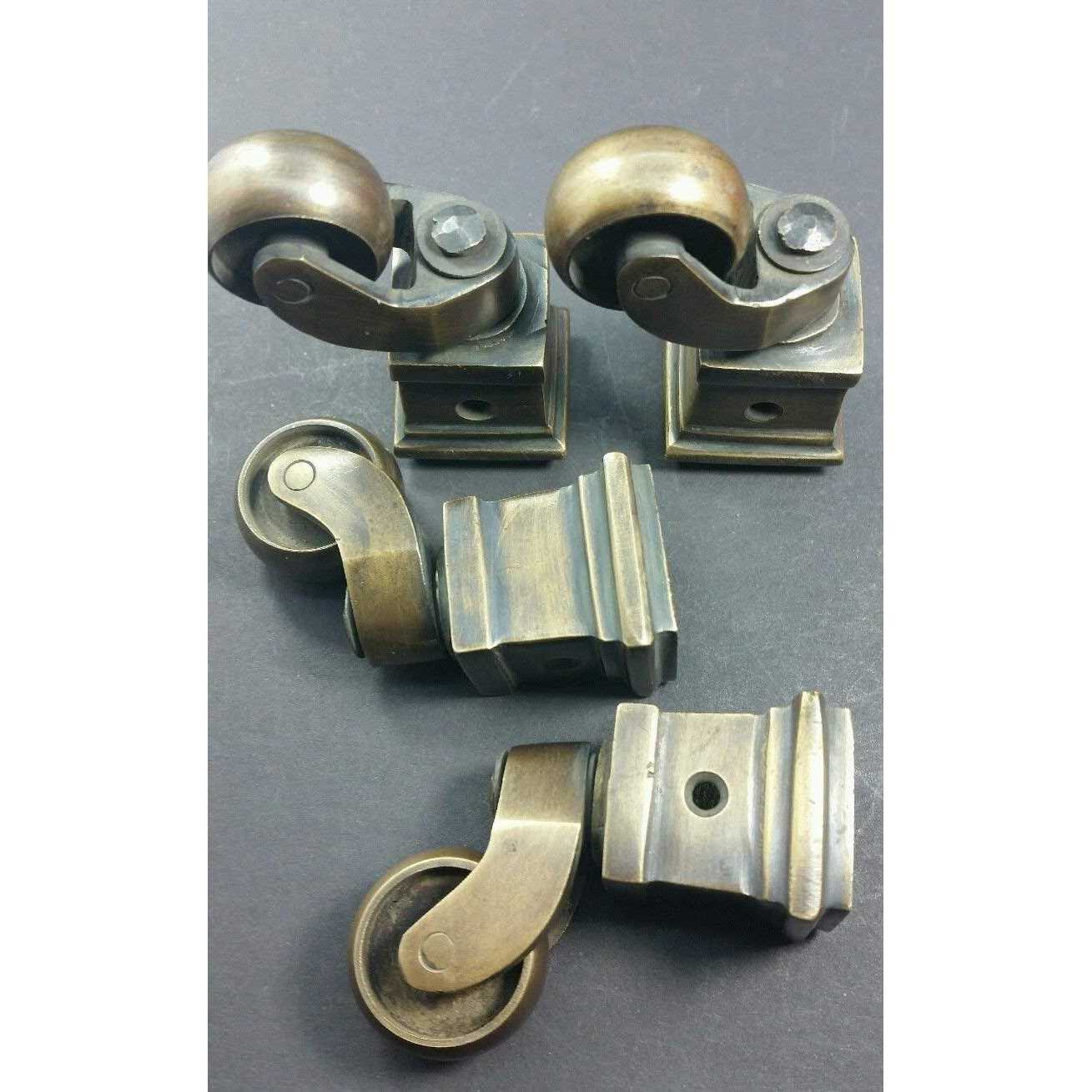Unknown Set of 4 Vintage Style Solid Brass Strong Swivel Caster Wheels Brass Leg Cap #W1 - Image 5