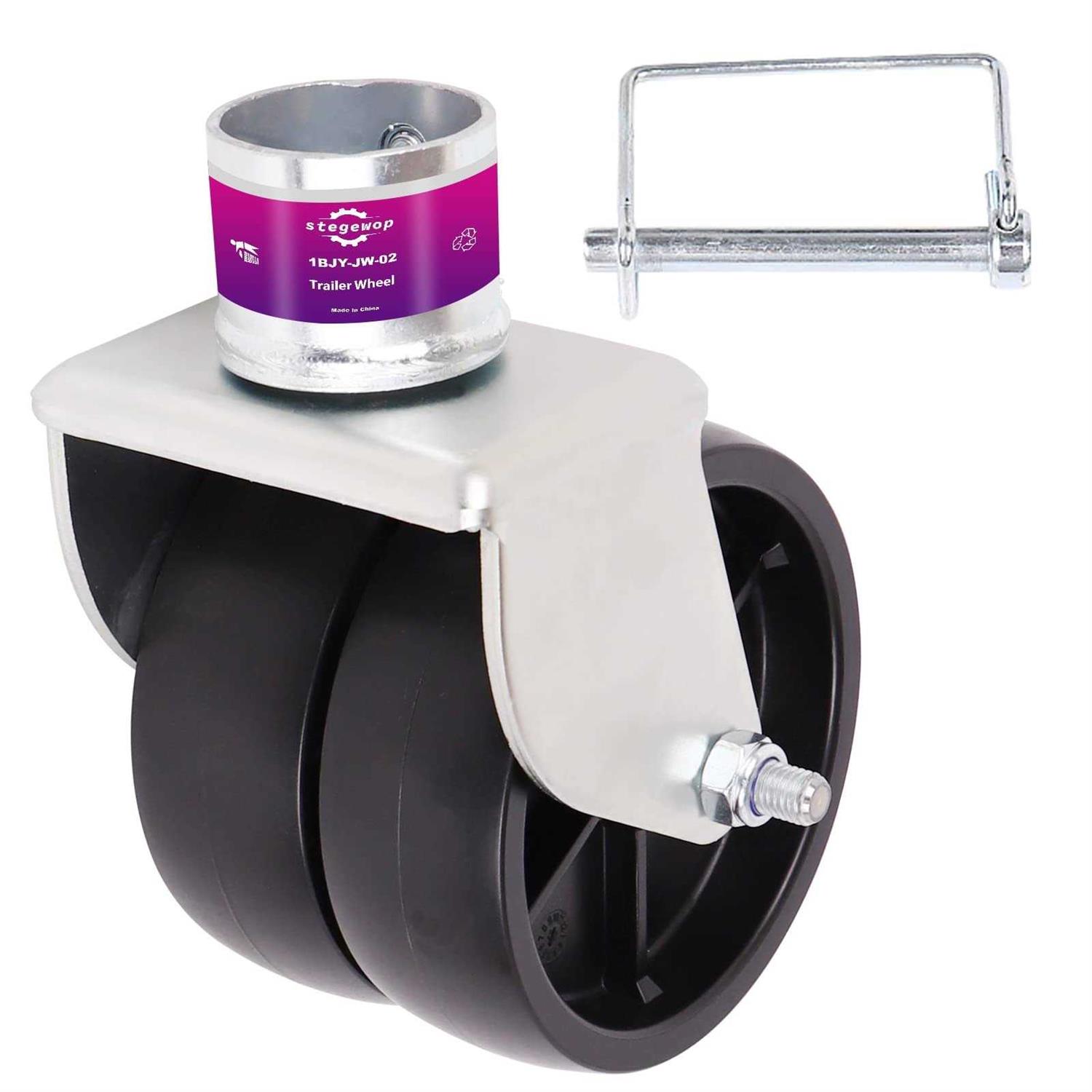 Stegewop 6 Trailer Jack Swivel Caster Dual Wheel Replacement,2000lbs Capacity with Pin Boat Hitch Removable - Image 3