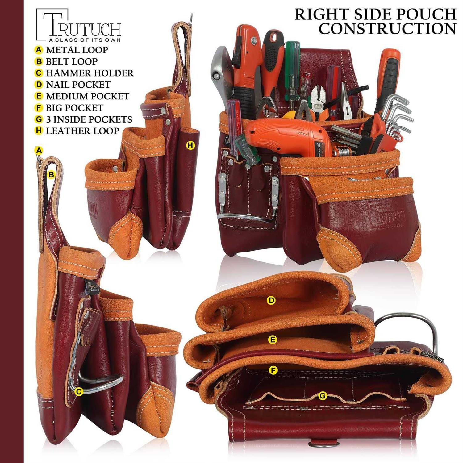 Trutuch Grain Leather 18 Pockets Tool Rig Set Tool Pouch Drywall Tool Belt - Image 5