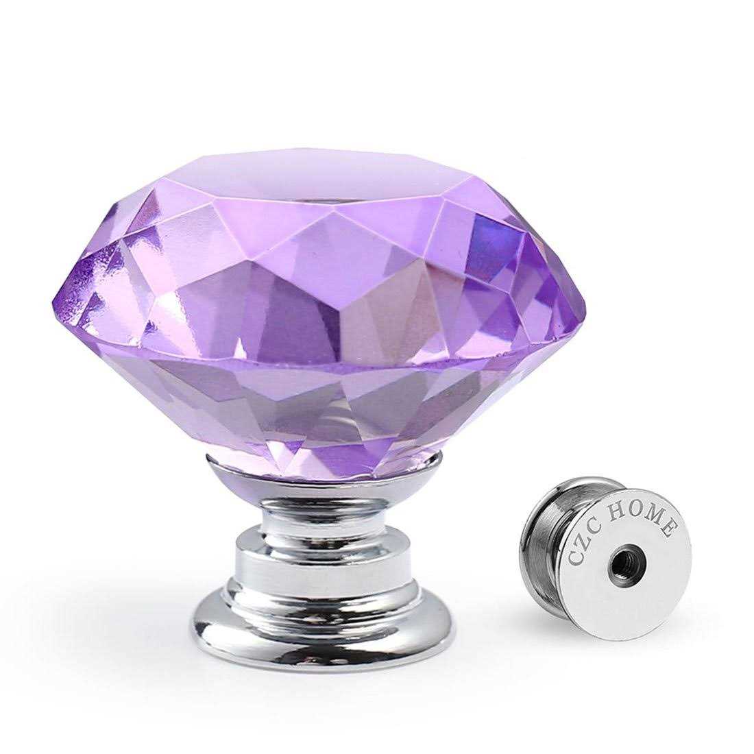 CZC HOME 10 PCS Diamond Crystal Glass Pull Handle Cabinet Knobs Cupboard Drawers Cabinet Dresser Bookcase Wardrobe