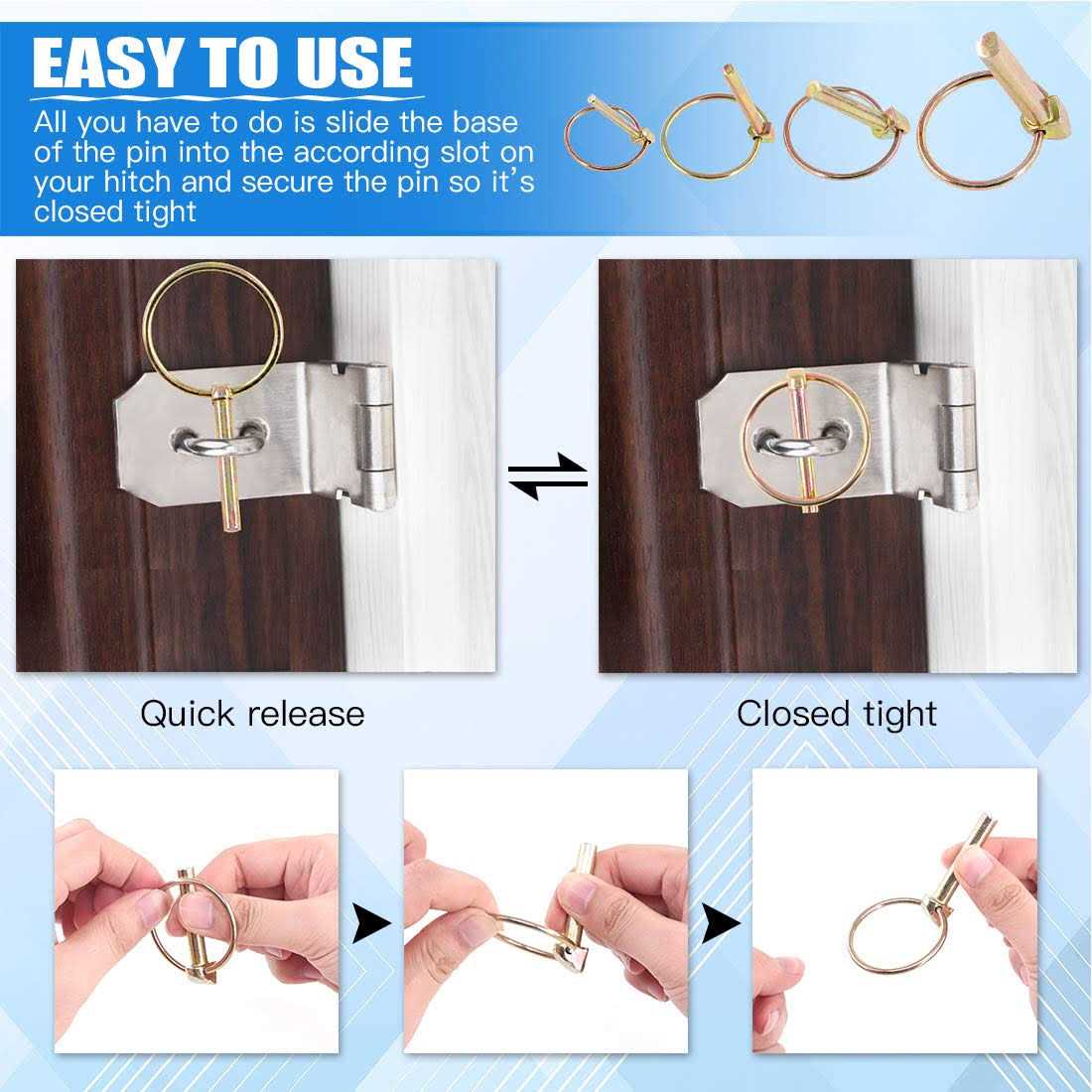 Glarks 30Pcs Heavy Duty Lynch Pin Assortment Kit for Farm Tractors Trailers Trucks Mowers - Image 4