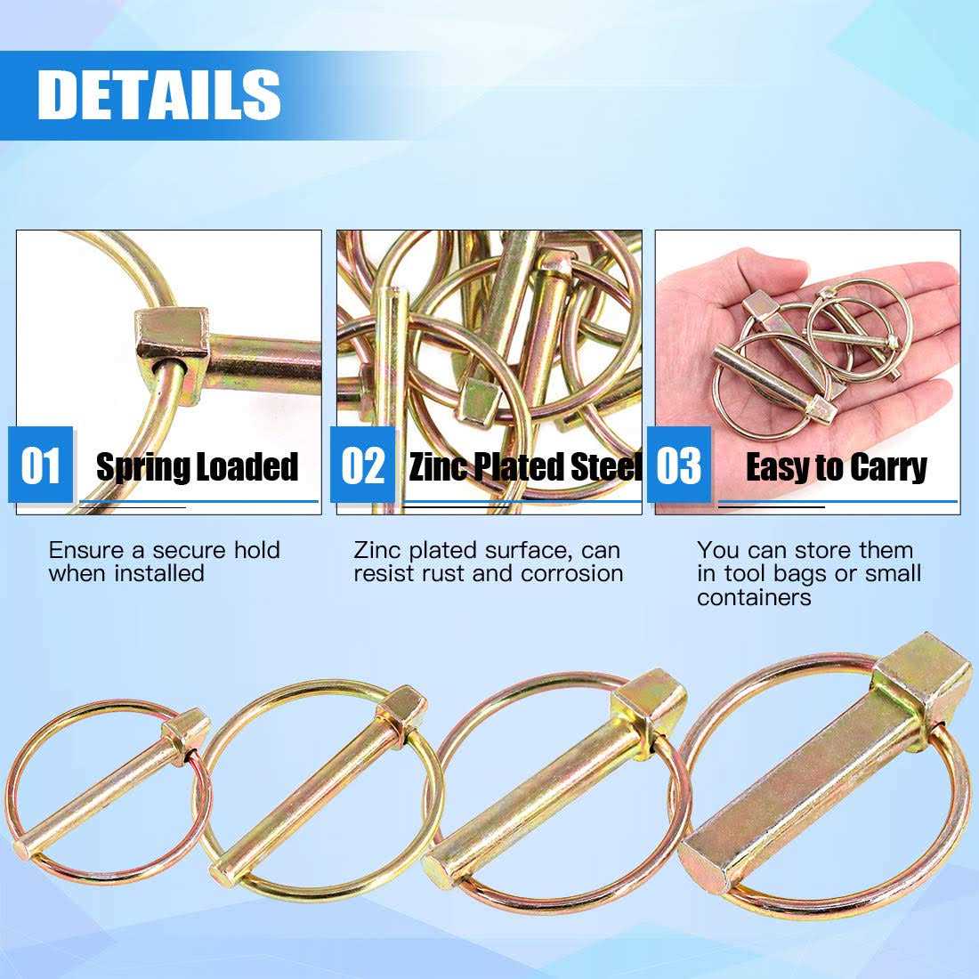 Glarks 30Pcs Heavy Duty Lynch Pin Assortment Kit for Farm Tractors Trailers Trucks Mowers - Image 5