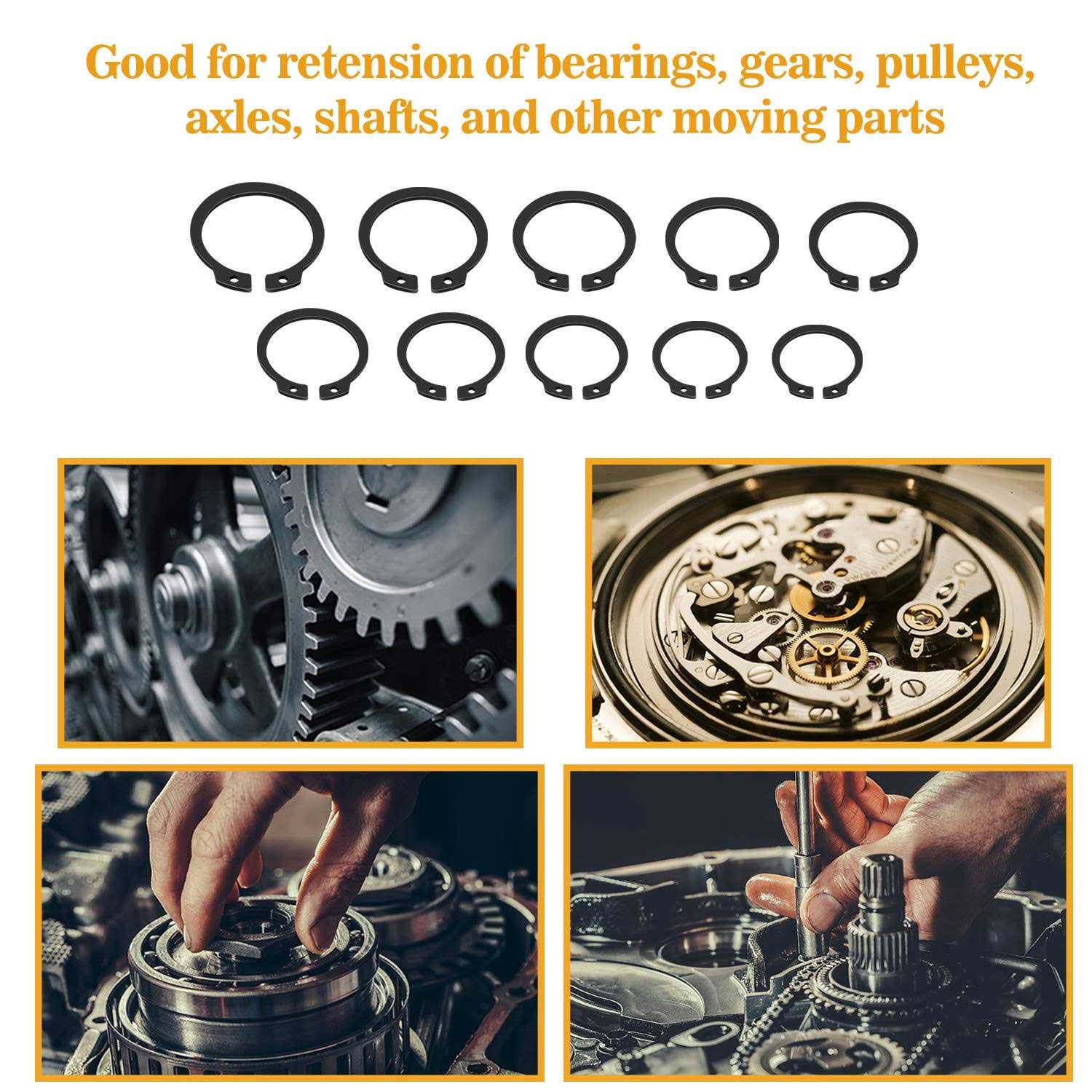 VIGRUE 315pcs Snap Ring Shop Assortment Alloy Steel External Circlip Snap Retaining Clip rings Set - Image 3