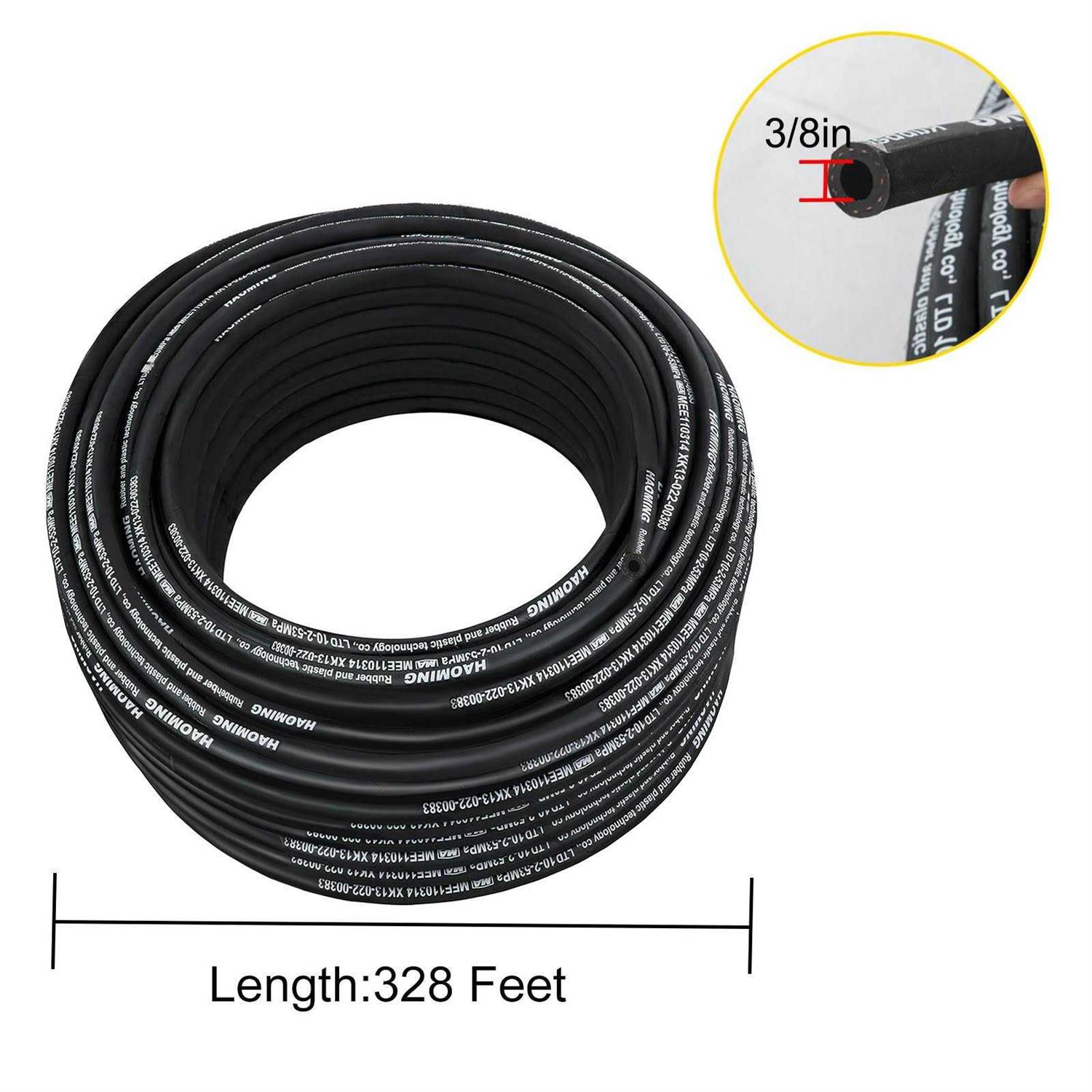 VEVOR Hydraulic Hose 328 Feet Rubber Hydraulic Hoses with 2 High-Tensile Steel Wire Braid - Image 4