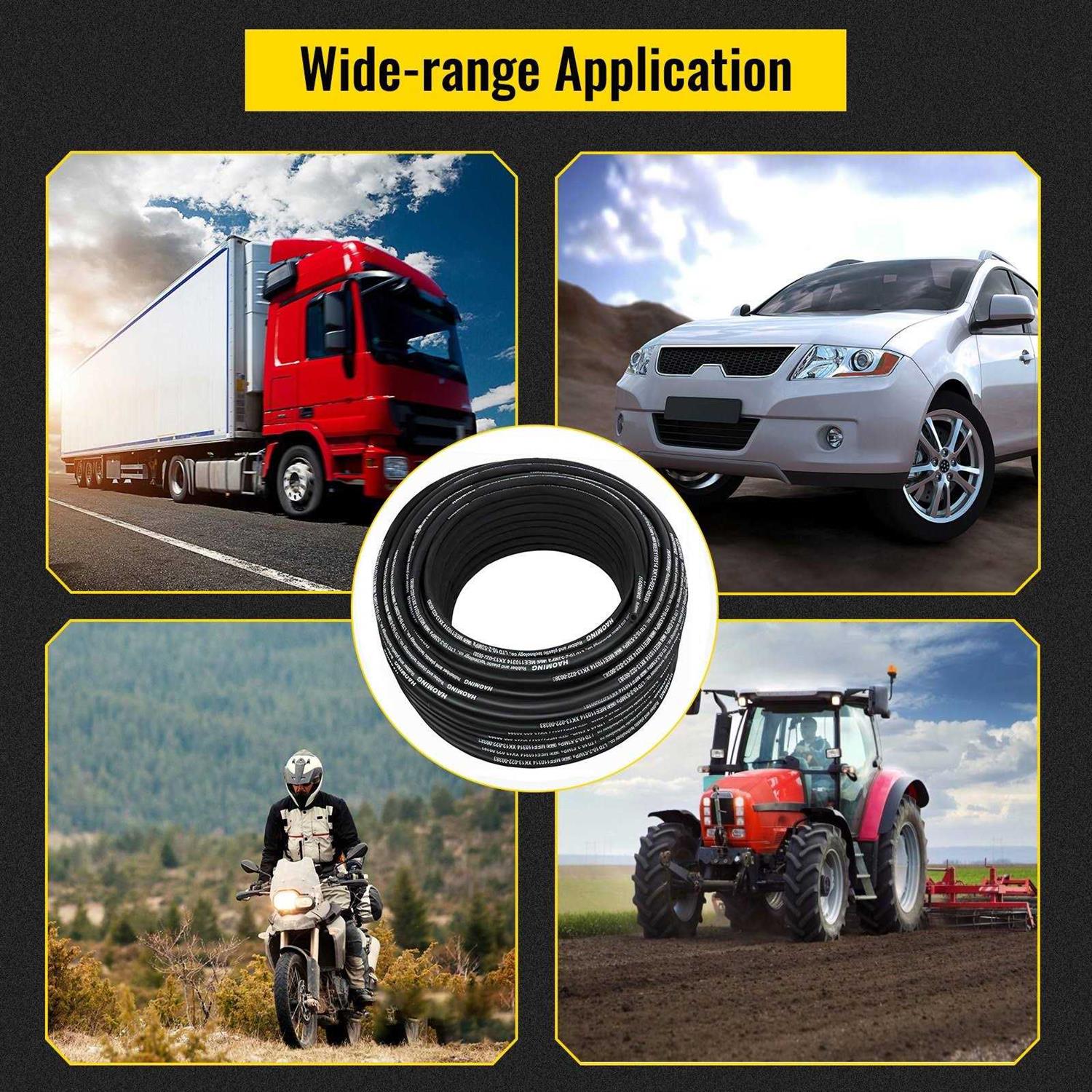 VEVOR Hydraulic Hose 328 Feet Rubber Hydraulic Hoses with 2 High-Tensile Steel Wire Braid - Image 5