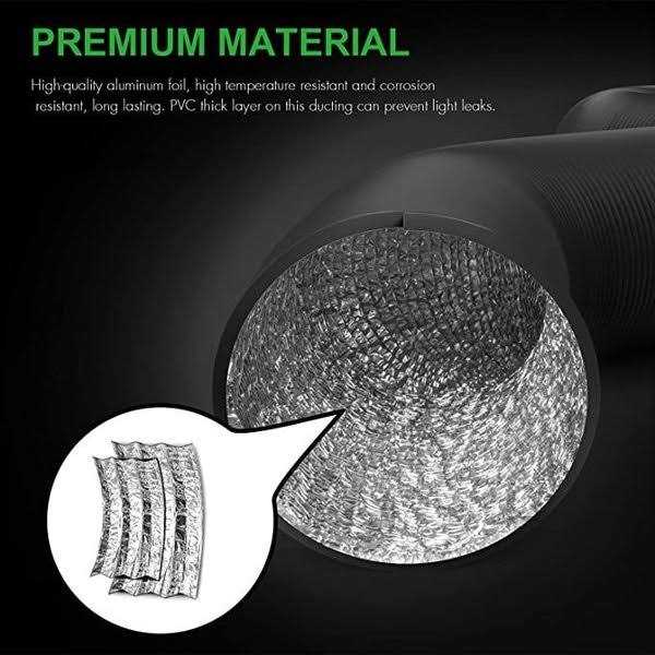 Ipower Flexible 8 Feet Aluminum Ducting 4 Layer Protection Dryer Vent Hose for Hvac Heating Cooling Ventilation and Exhaust - Image 5