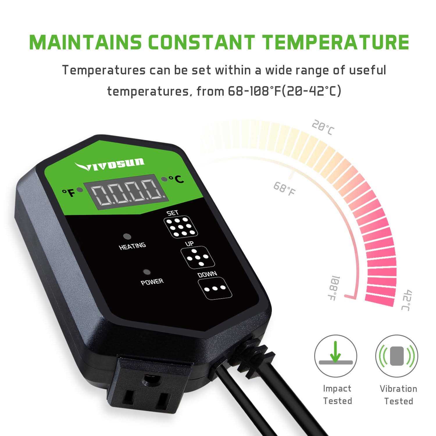VIVOSUN Digital Heat Mat Thermostat Temperature Controller 40108 f for Seedlings Germination Rooting Fermentation and Reptiles - Image 4