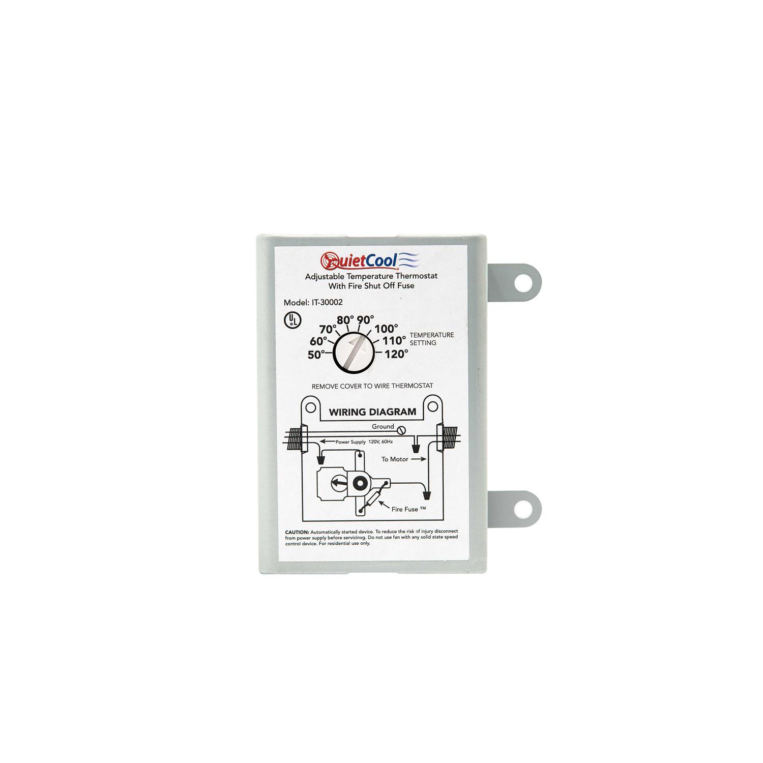 QuietCool Attic Fan Mechanical Replacement Thermostat with Built-in Fire Safety Shut Off