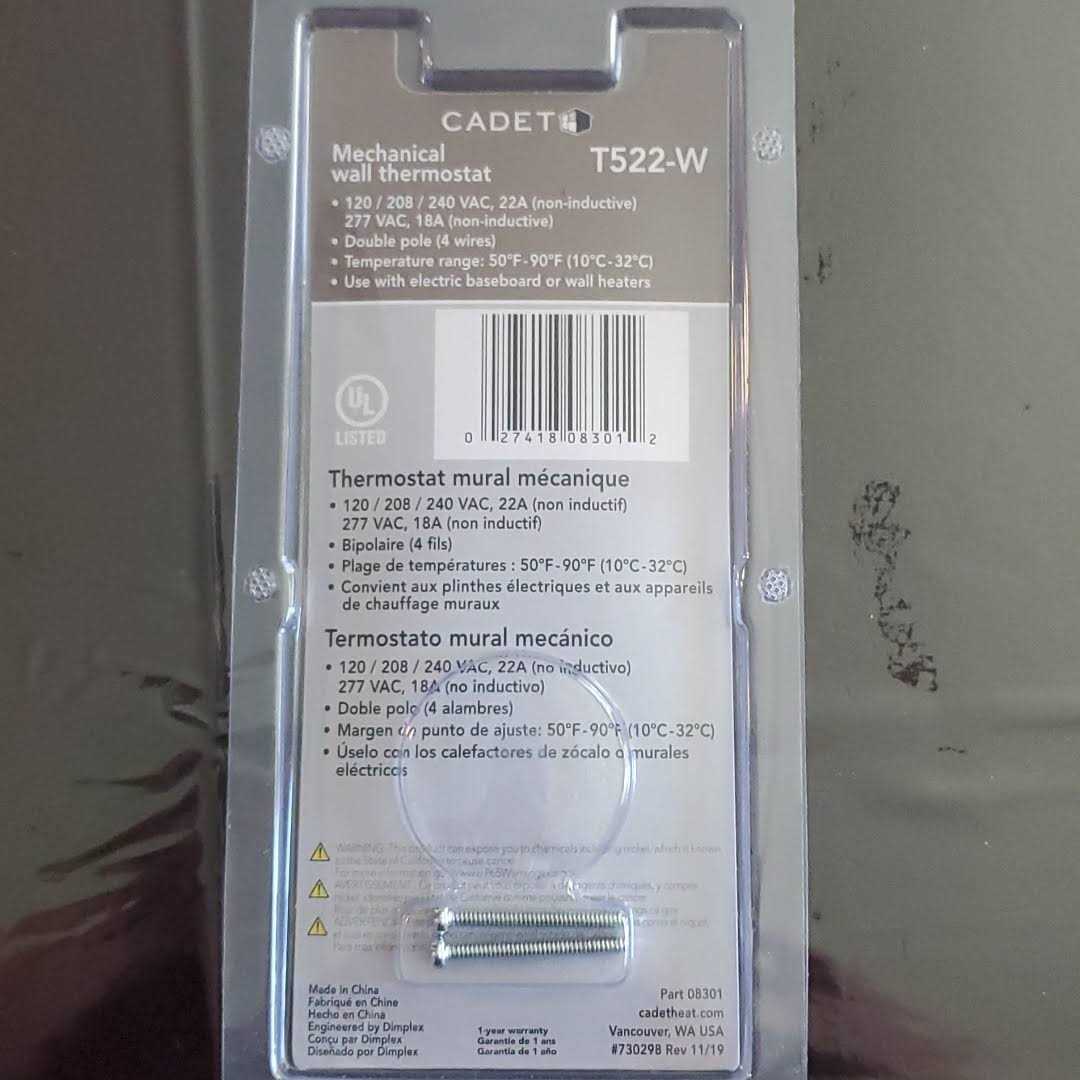 Cadet Double Pole Wall Mount Thermostat - Image 4