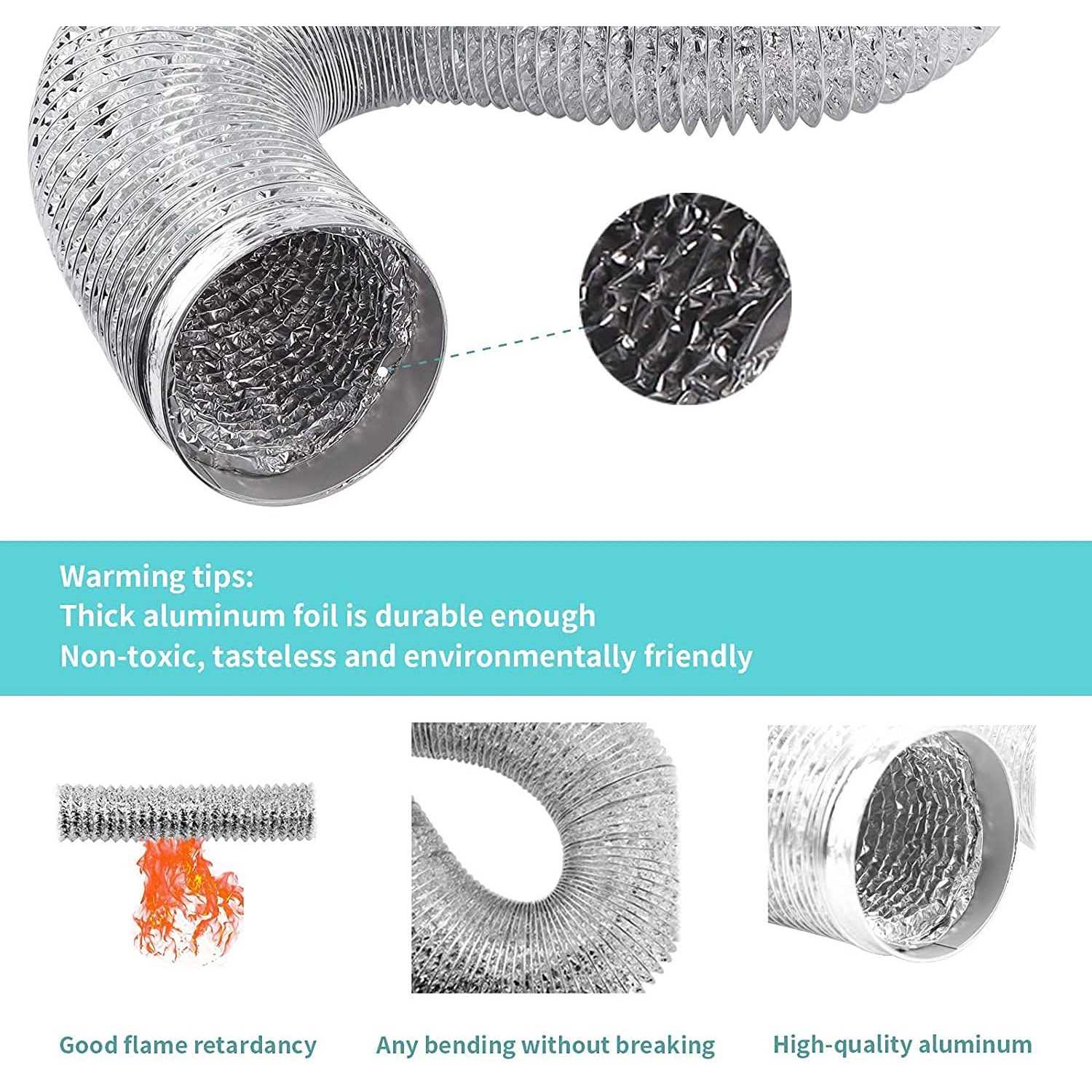 Cenipar TDIDVKZW Dryer Vent Kit 4 Inch Indoor with 5 Feet Ducting Hose - Image 3