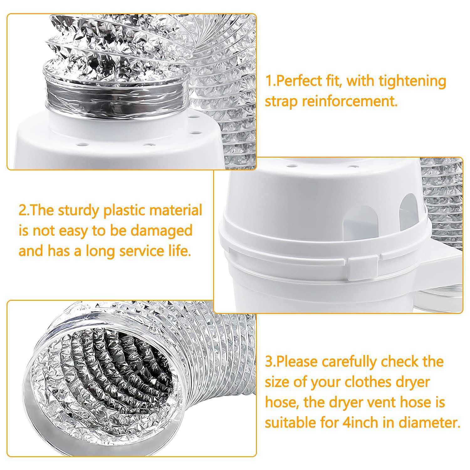 Cenipar TDIDVKZW Dryer Vent Kit 4 Inch Indoor with 5 Feet Ducting Hose - Image 4