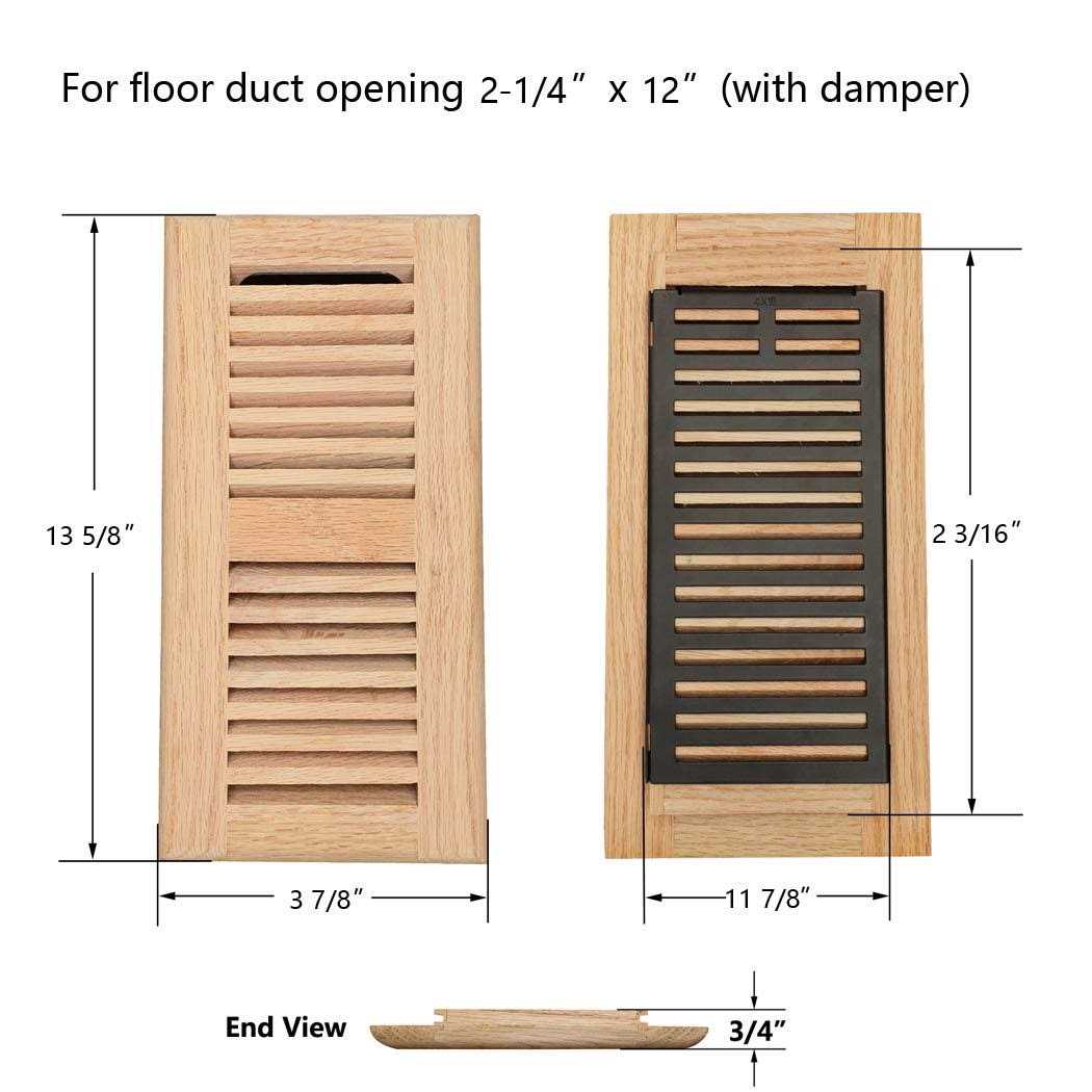 Razo Oak Wood Floor Register Drop in Vent with Damper - Image 4