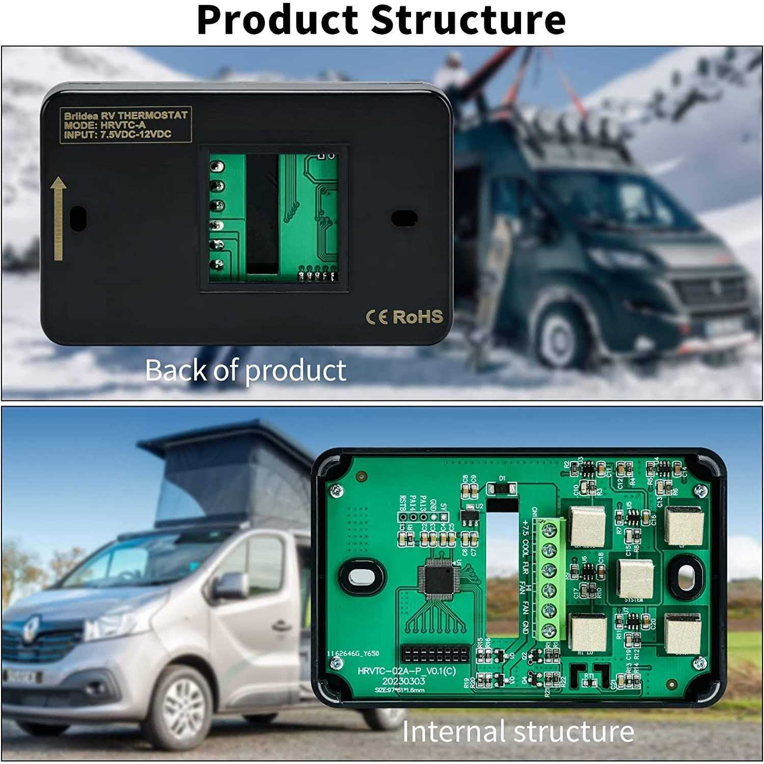 RV Thermostat Briidea RV LCD Screen Digital Thermostat - Image 5