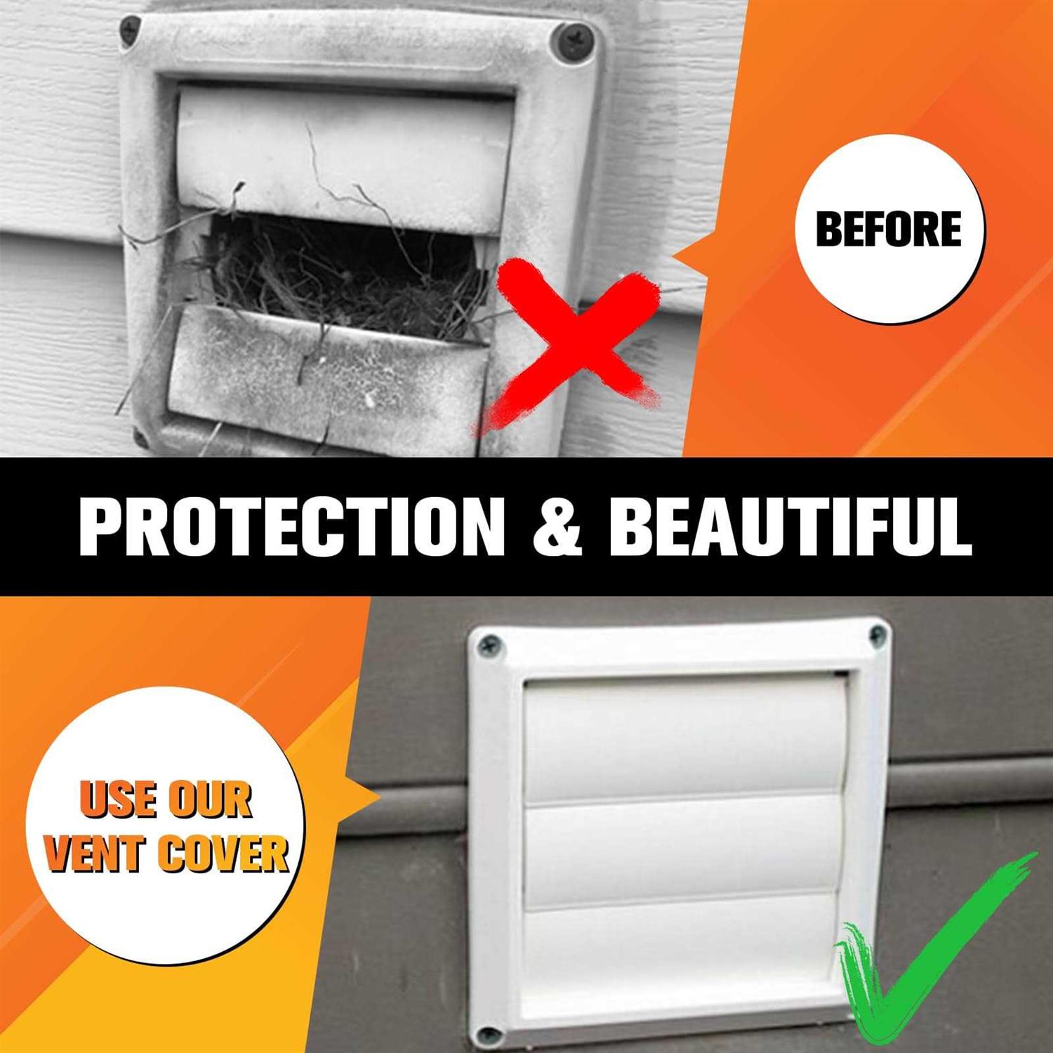 Funmit 4 Dryer Vent Cover for Exterior Wall Vent Hood Outlet Airflow Vent Dryer Air Vent with Screen Includes 4 Screw for Easy Installation - Image 4