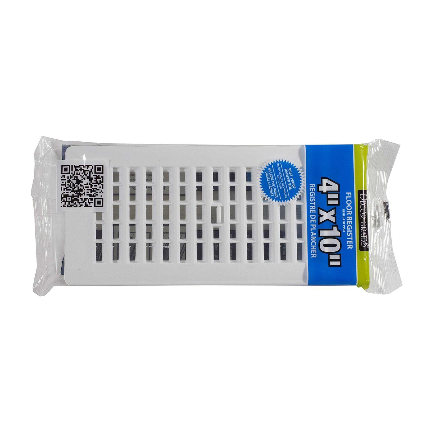 Decor Grates Pl410 wh 4 Inch by 10 Inch Plastic Floor Register - Image 3