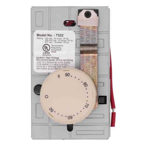 Cadet Mechanical Double-Pole 22 Amp Wall Thermostat T522-W - Image 3