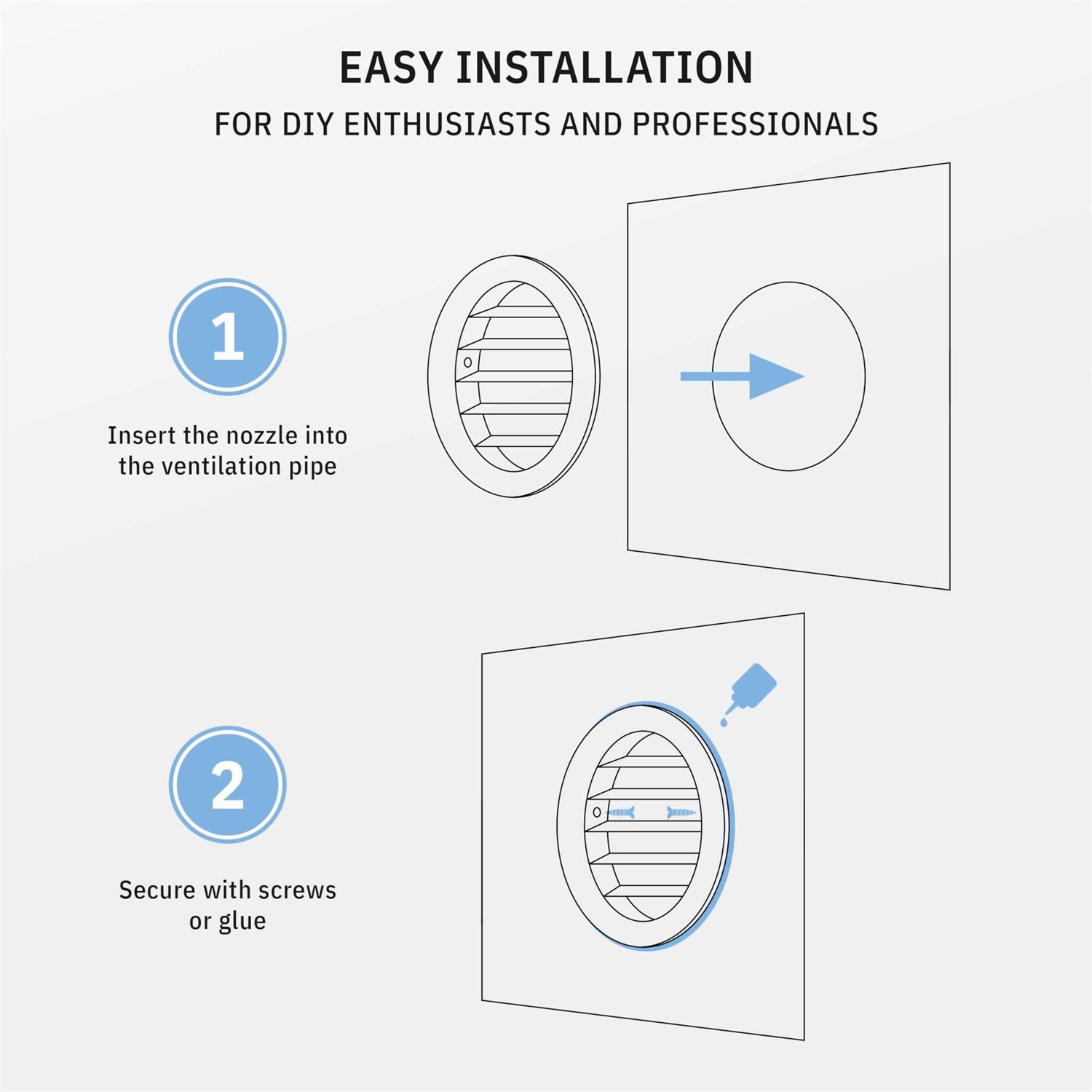 calimaero WSGB Soffit Vent Black Round Grille Aluminum Vent Cover with Built-in Insect Screen Mesh - Image 4