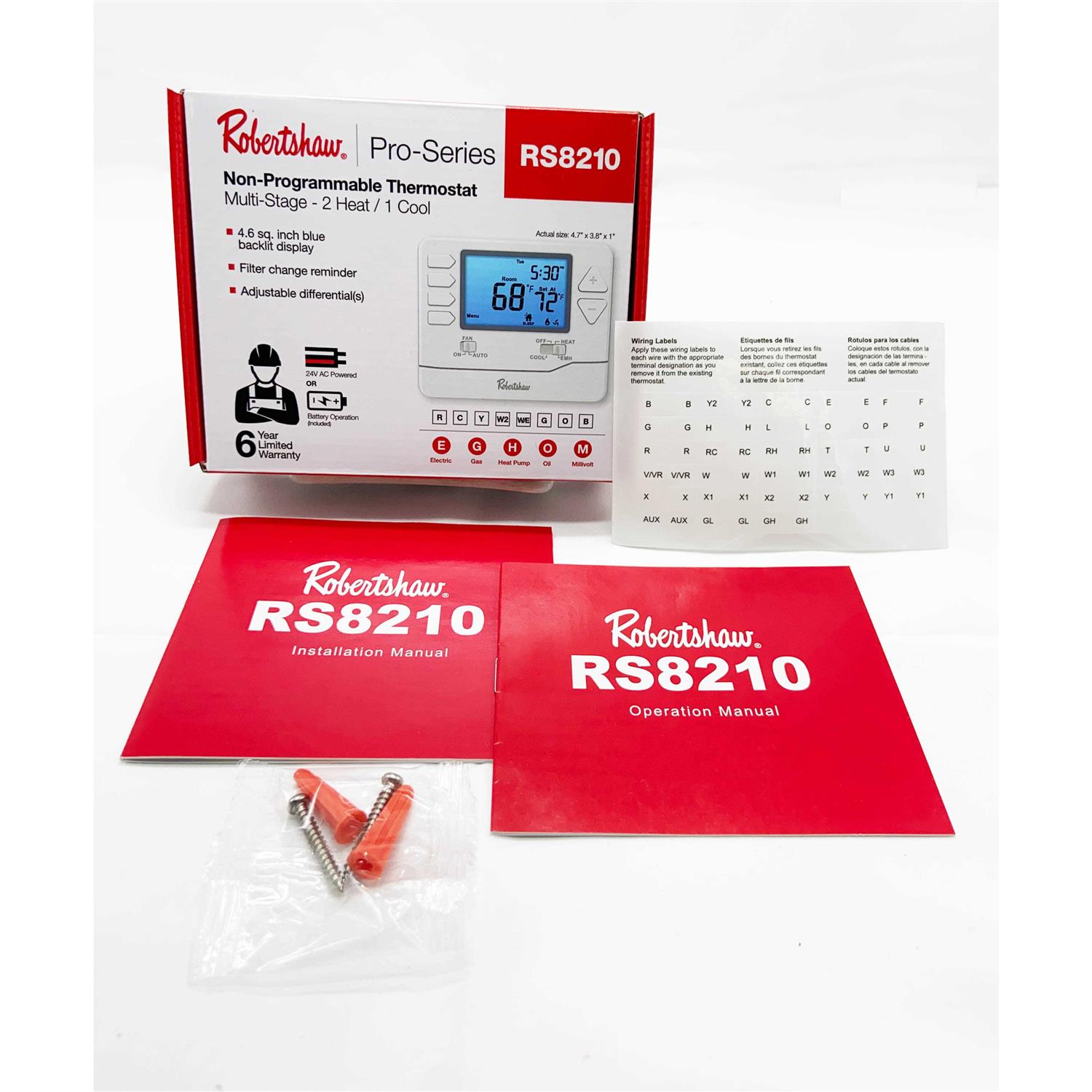 Robertshaw RS8210 Non-Programmable Multi-Stage Wall Thermostat - Image 3