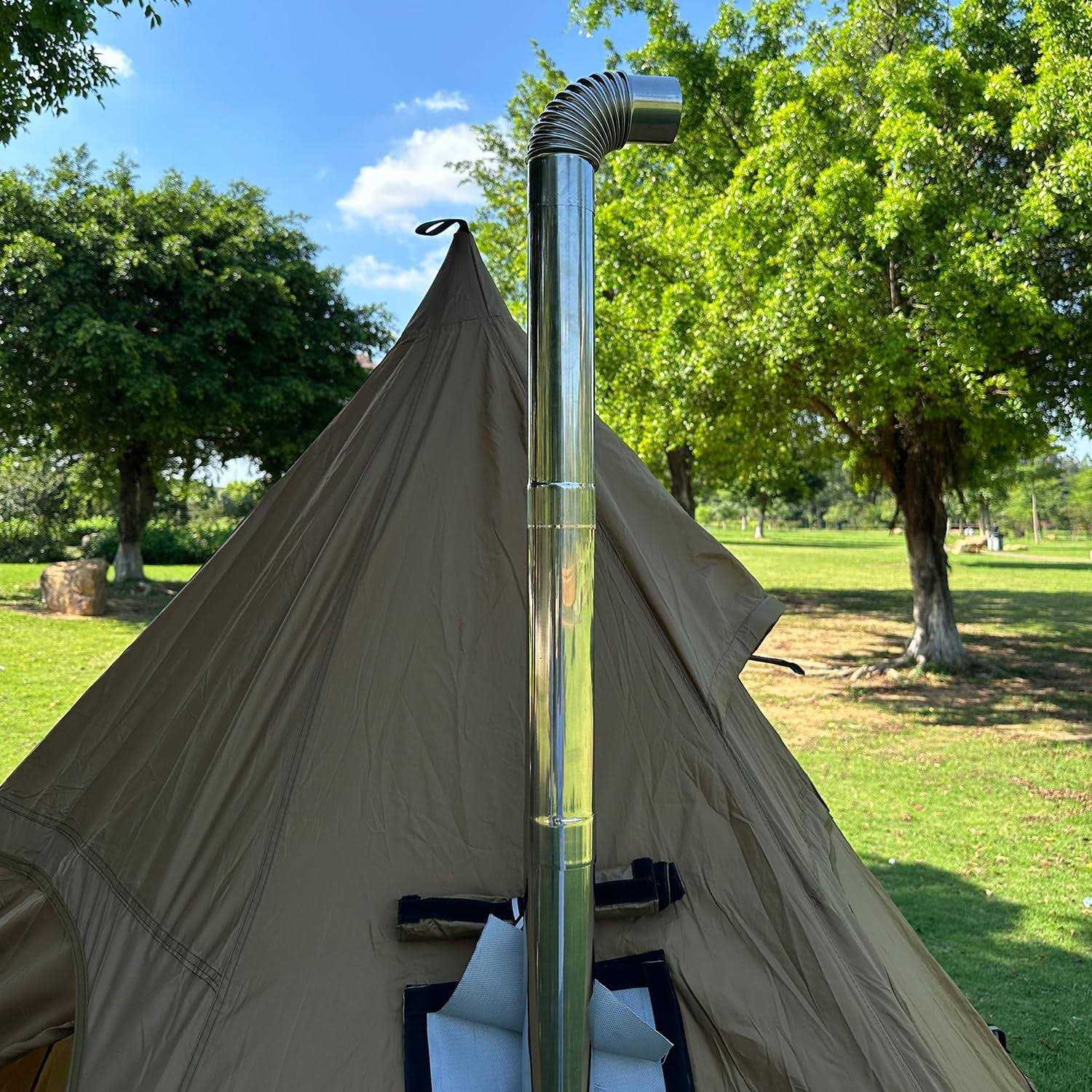 Elbow Pipe 2 PCS 90 Degree Chimney Stainless Steel Flue for Outdoor Camping Wood Stove Diameter 2.36 - Image 3