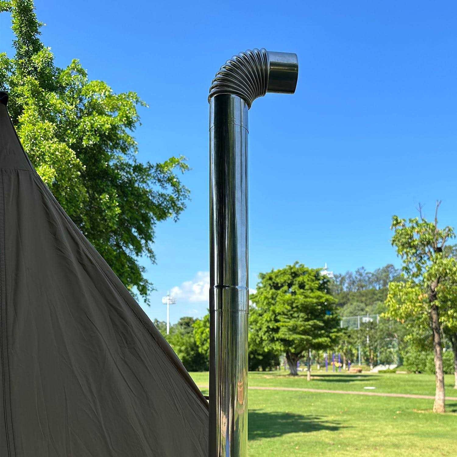 Elbow Pipe 2 PCS 90 Degree Chimney Stainless Steel Flue for Outdoor Camping Wood Stove Diameter 2.36 - Image 4