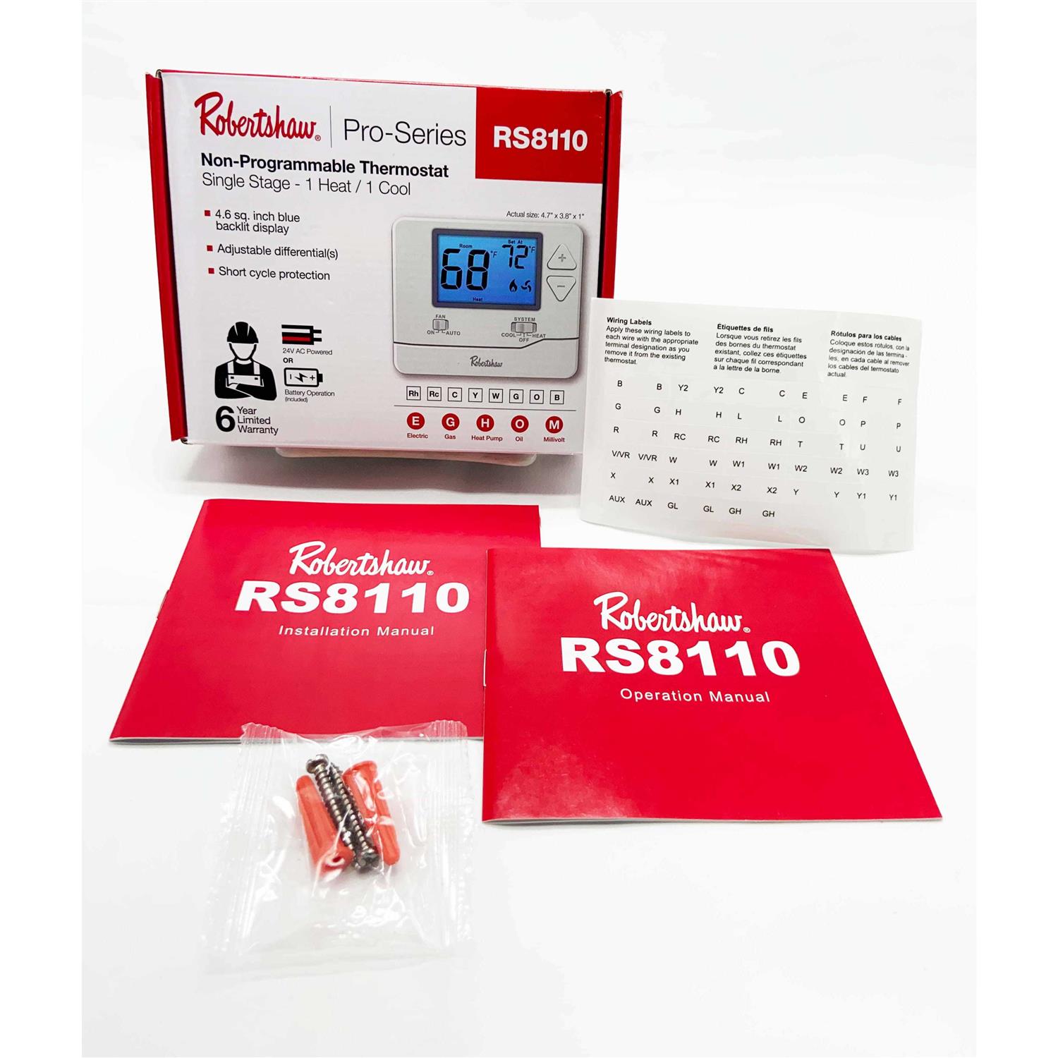 Robertshaw RS8110 Digital Non-Programmable Wall Thermostat - Image 5