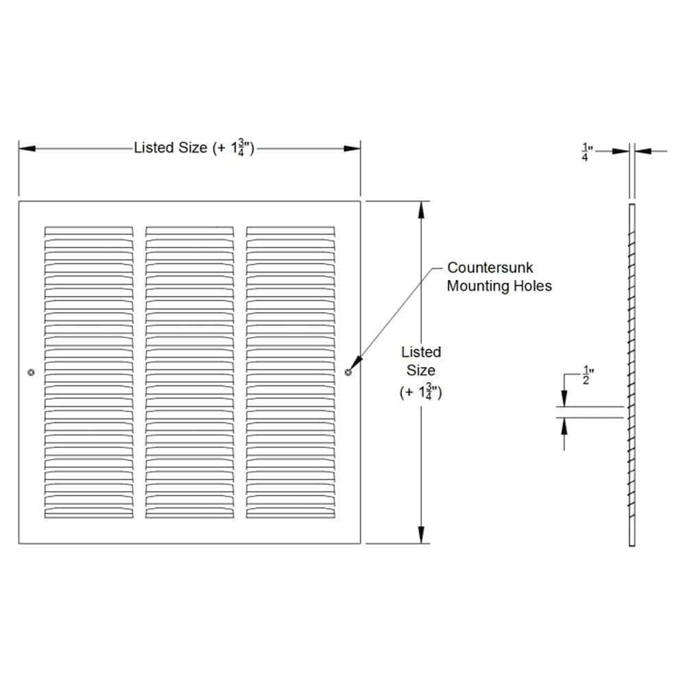 TruAire 18 x 18 White Metal Return Air Grille - Image 3