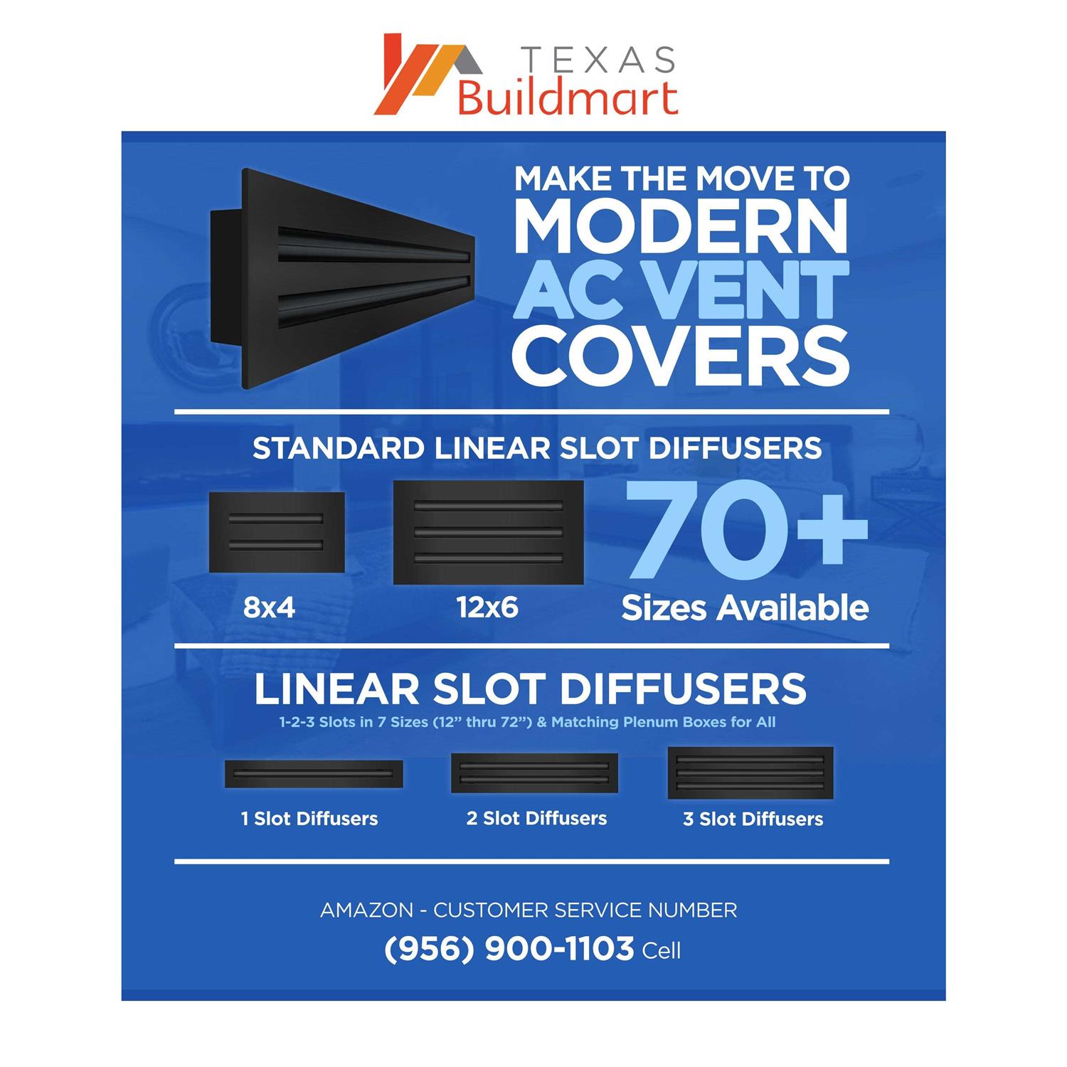 BUILDMART Linear Slot Diffuser Double Slot Black Decorative Air Vent - Image 5