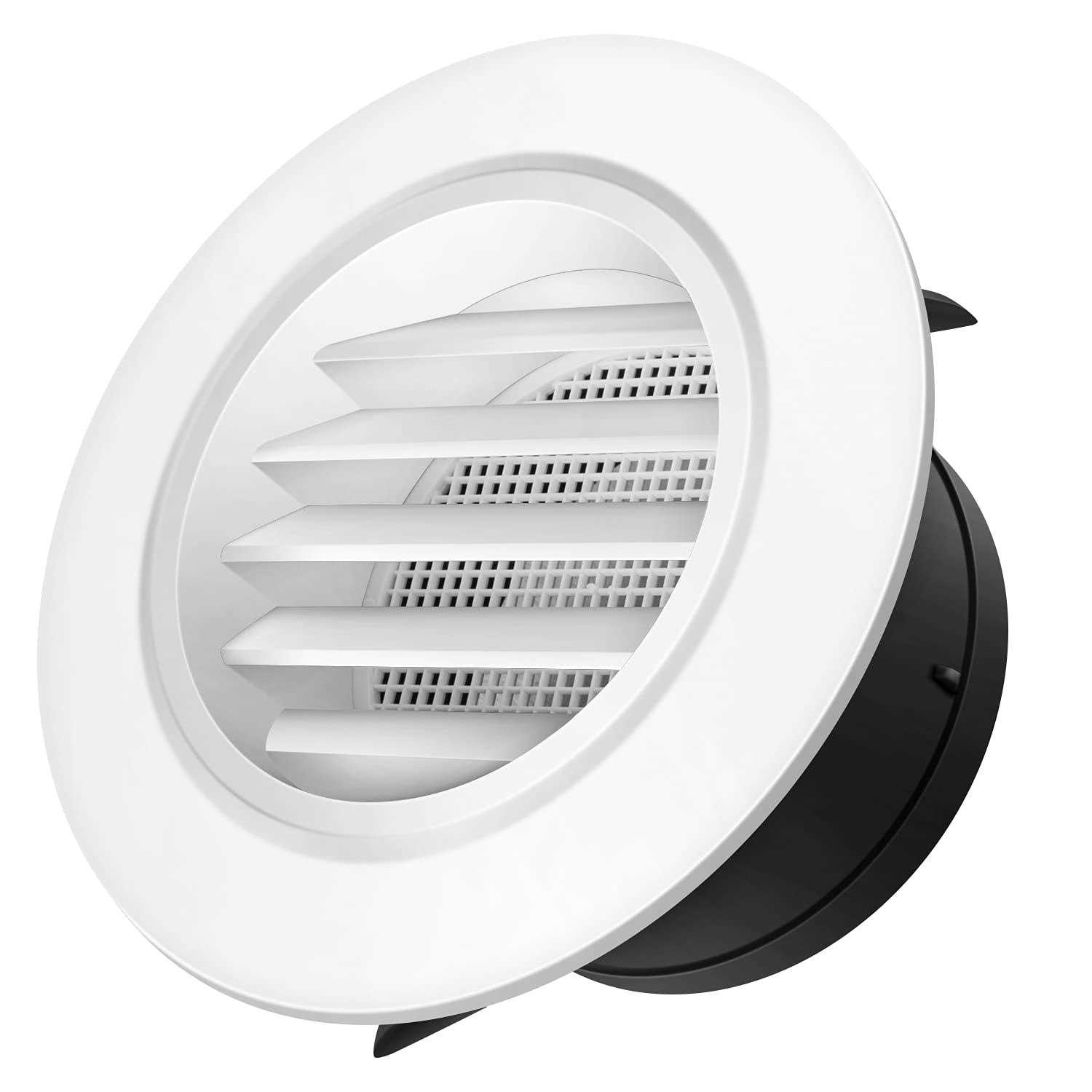 Ipower 6 inch ABS Round Air Soffit Vents Louver Grille Cover with Built-in Screen Mesh