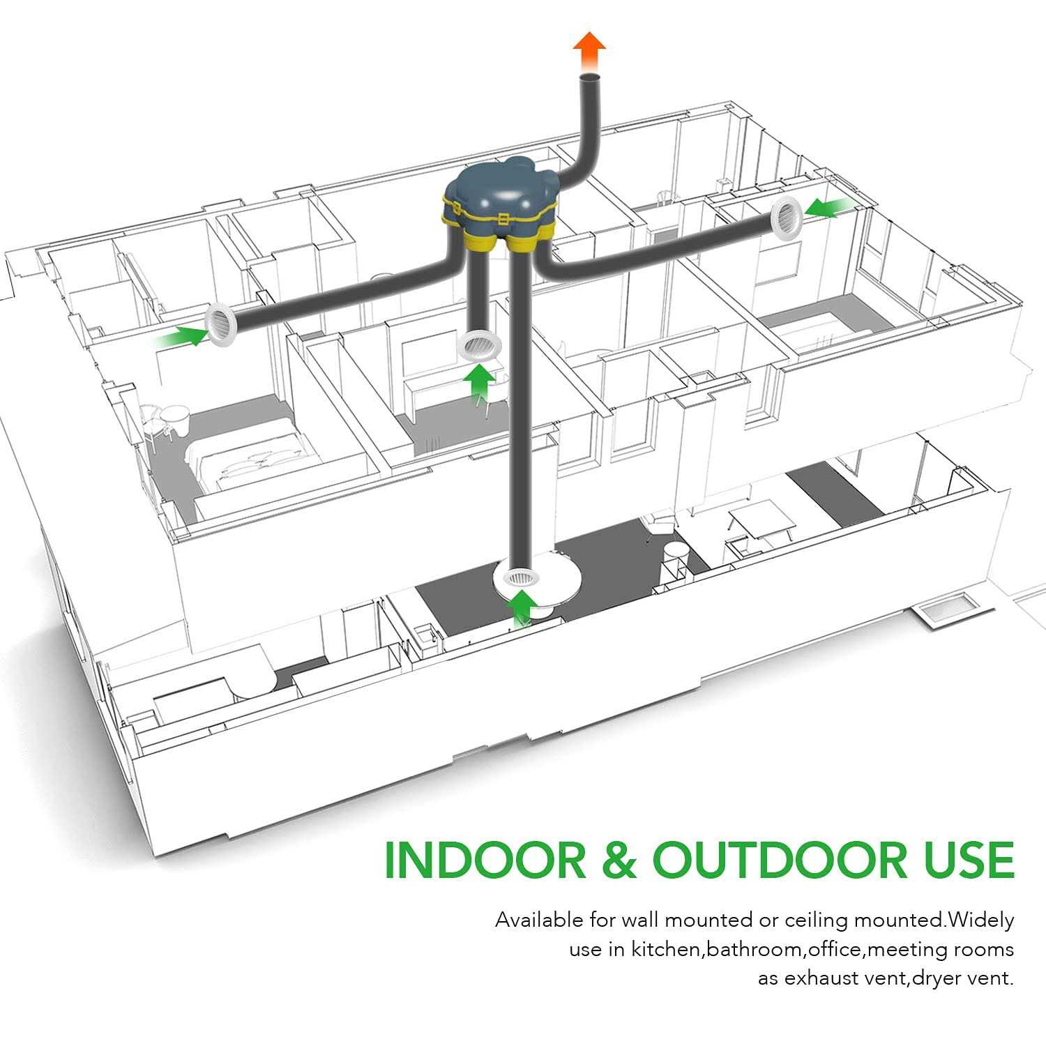 Ipower 6 inch ABS Round Air Soffit Vents Louver Grille Cover with Built-in Screen Mesh - Image 5