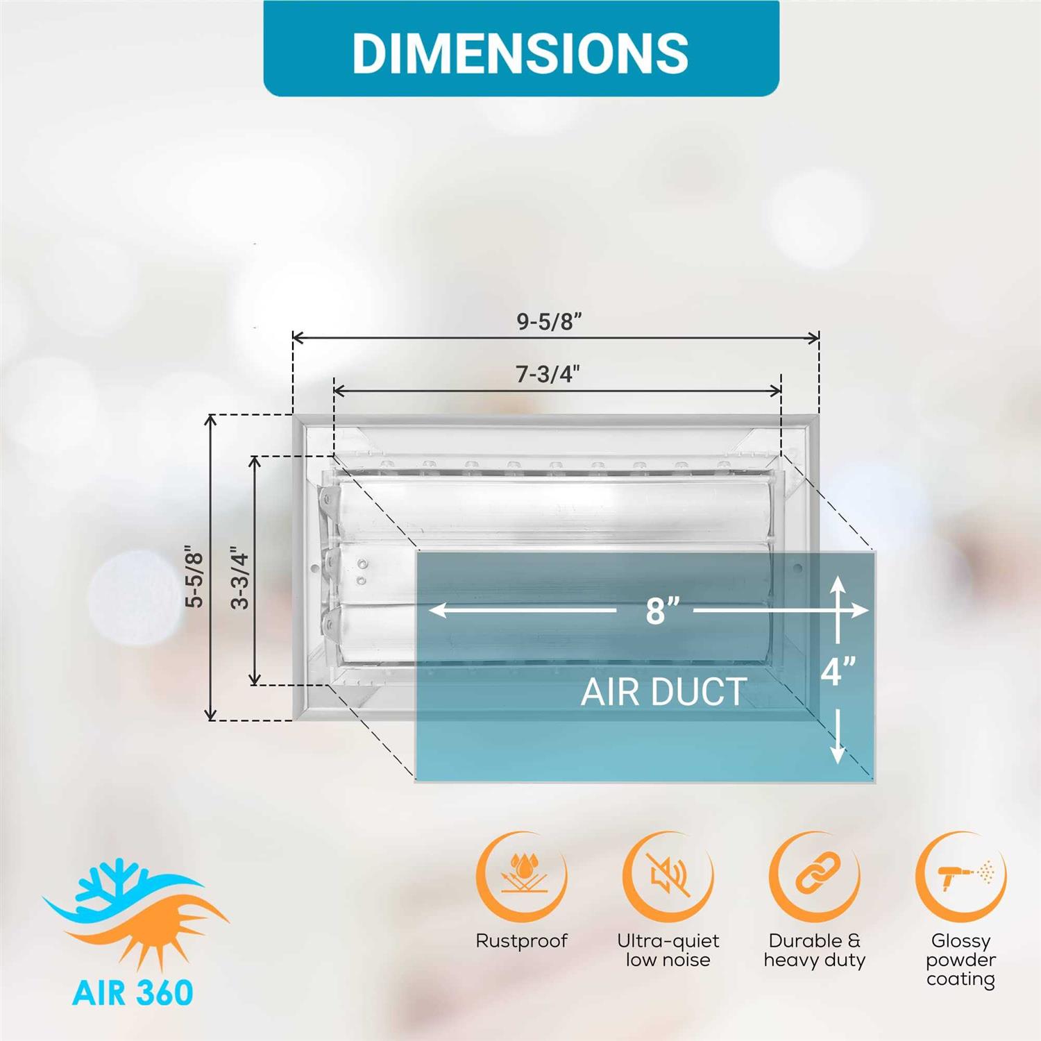 Air 360 Air Vent Covers Wall AC Grille – Premium Register Vent Cover – Durable Rustproof Aluminum - Image 3