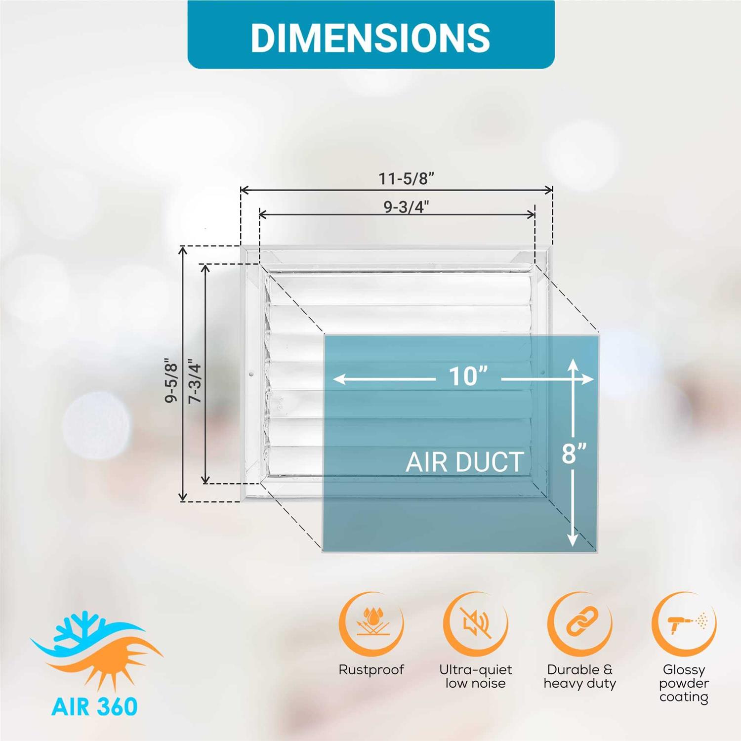 Air 360 Air Vent Covers Wall AC Grille – Premium Register Vent Cover – Durable Rustproof Aluminum - Image 3
