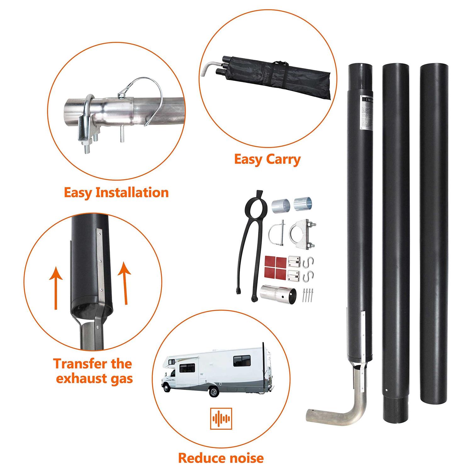 Fdsnh Generator Exhaust Venting System 44461 fit for Most Rv Exhaust Systems, Reduce Generator Fumes and Noise - Image 4