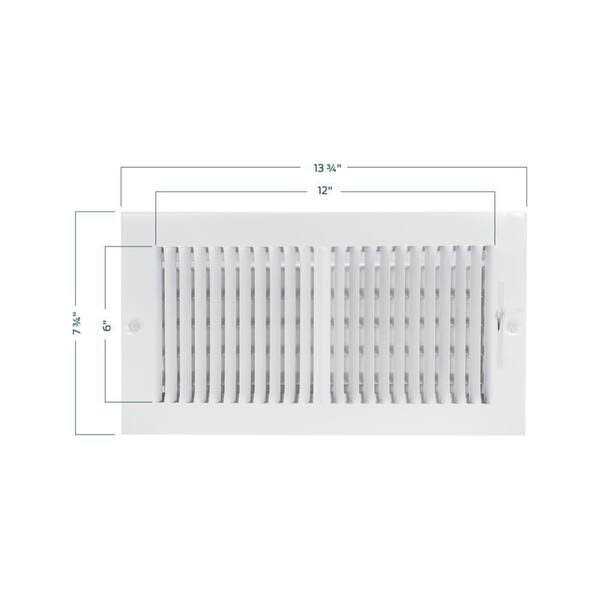 Ez-flo 12 in. x 6 in. 2-Way Steel Wall/Ceiling Register - Image 2
