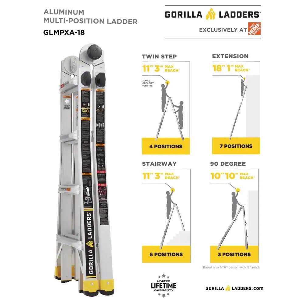 Gorilla Ladders 14 ft. Reach MPXA Aluminum Multi-Position Ladder with 300 lbs. Load Capacity - Image 3