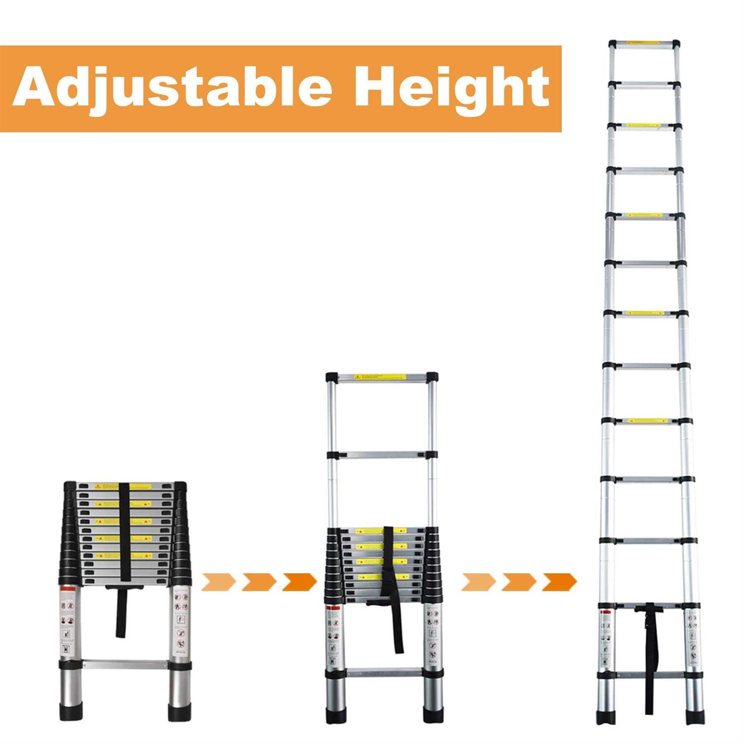 Telescoping Extension Ladder 14.5 FT Folding Telescopic Aluminum Ladders Lightweight Collapsible Ladder Step for RV Roof Attic Home - Image 3