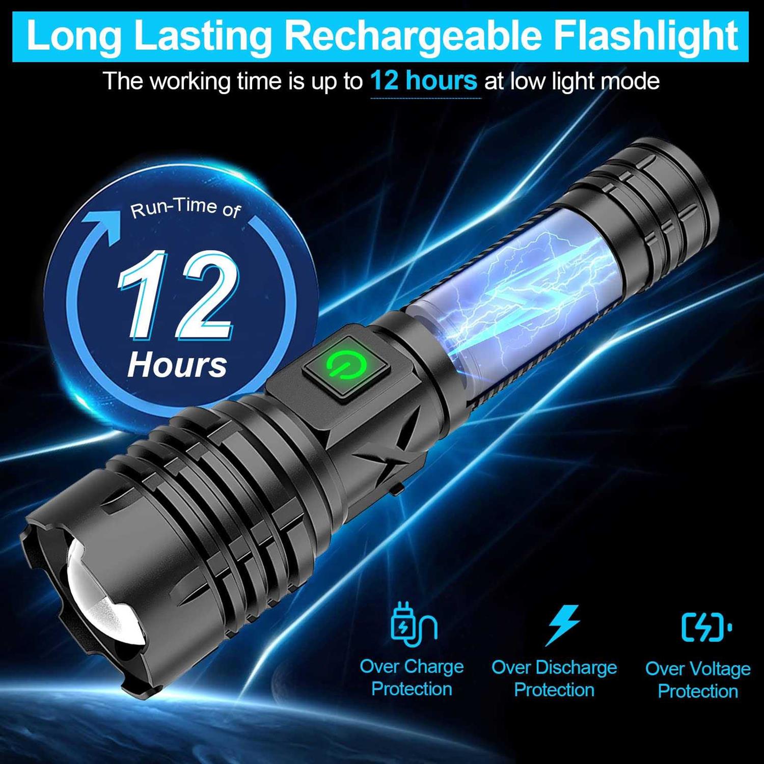 Banral flashlights high lumens rechargeable 100000 lumens xhp70.2 super bright led flashlight with holster - Image 5
