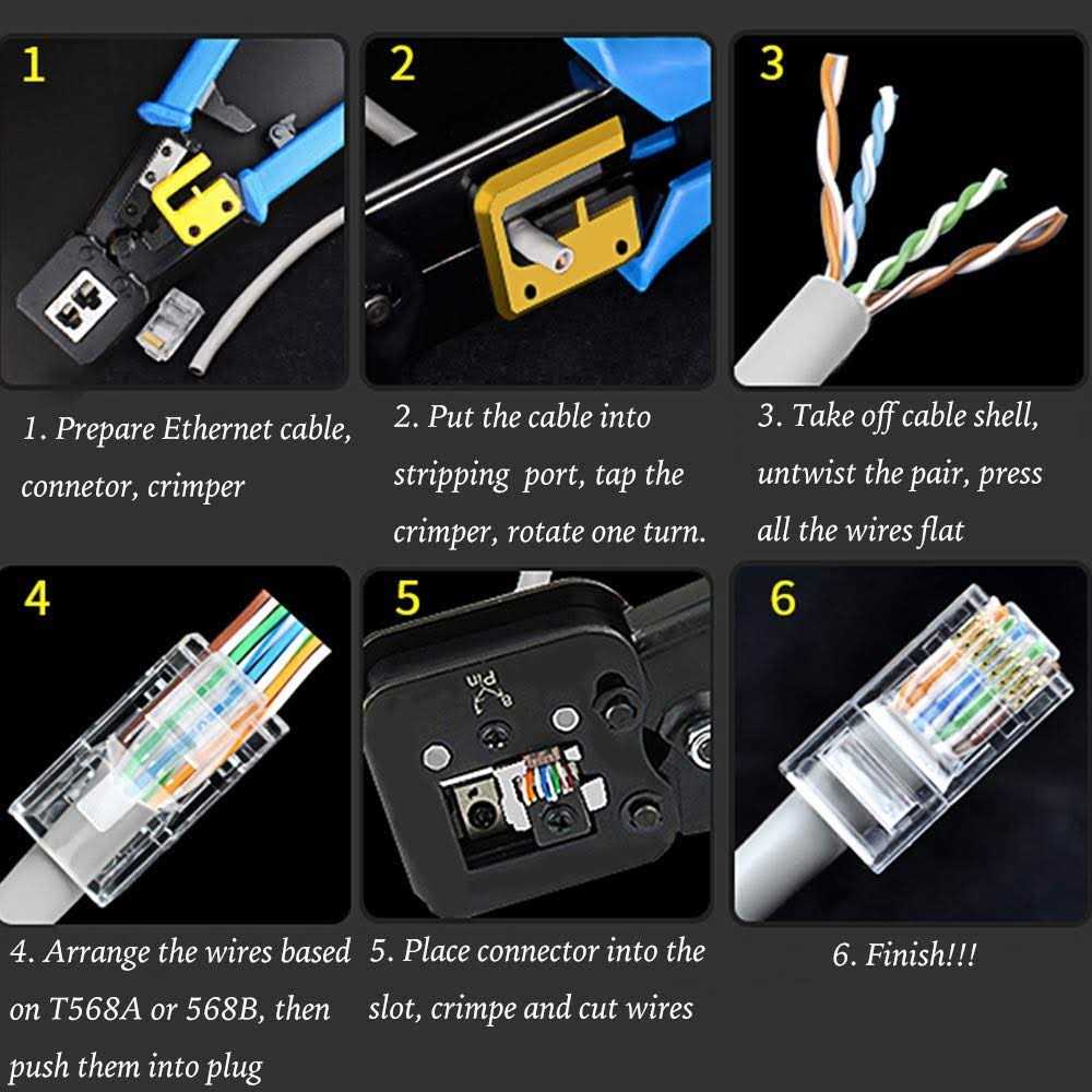 PETECHTOOL RJ45 Crimping Tool Ethernet Crimper for Cat6 Cat5 Cat5e RJ45 Pass Through Connectors and RJ12 Ends Comes with 20PCS RJ45 Cat6 Co - Image 2