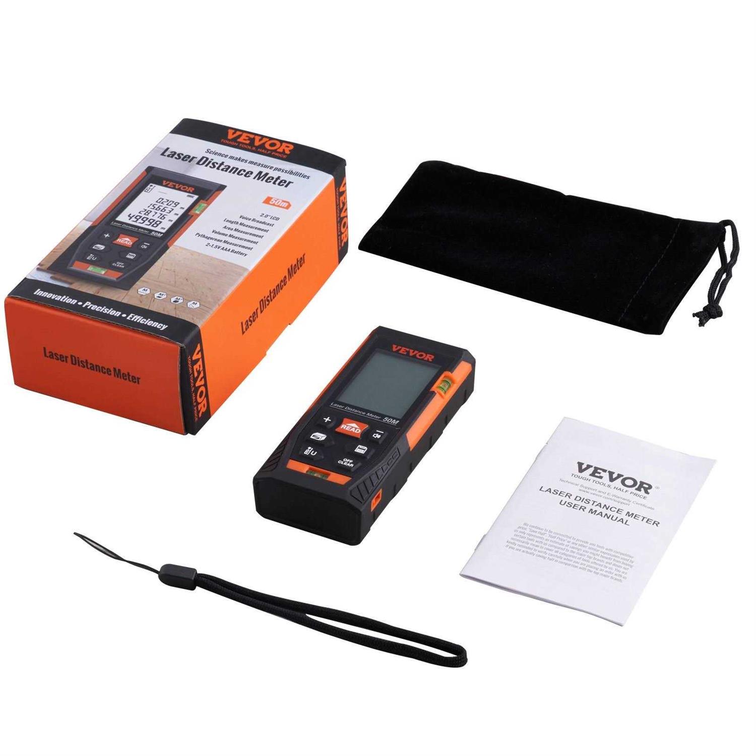 VEVOR Laser Measure Laser Measurement Tool Laser Distance Meter with Electronic Angle - Image 2