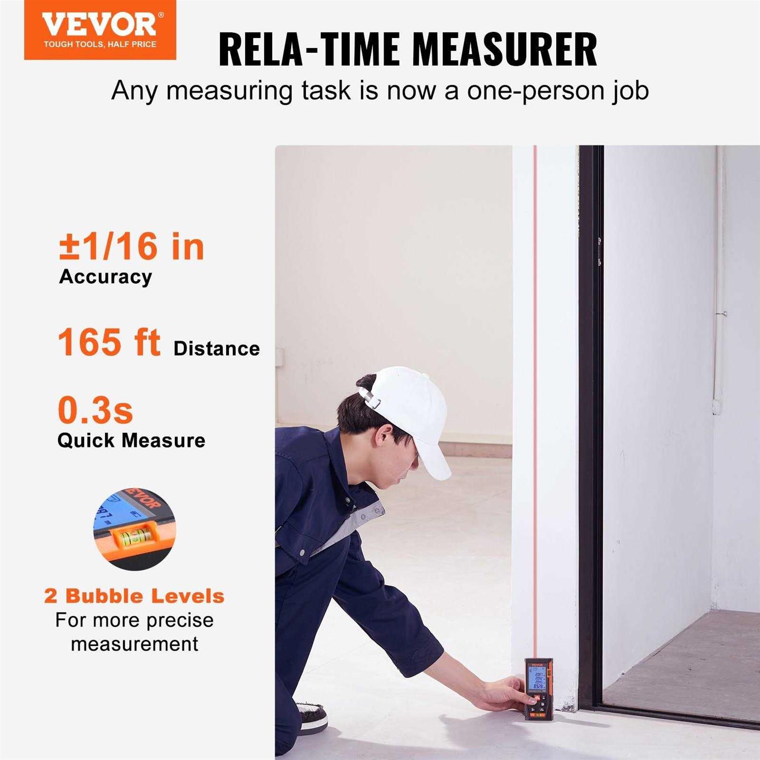 VEVOR Laser Measure Laser Measurement Tool Laser Distance Meter with Electronic Angle - Image 3