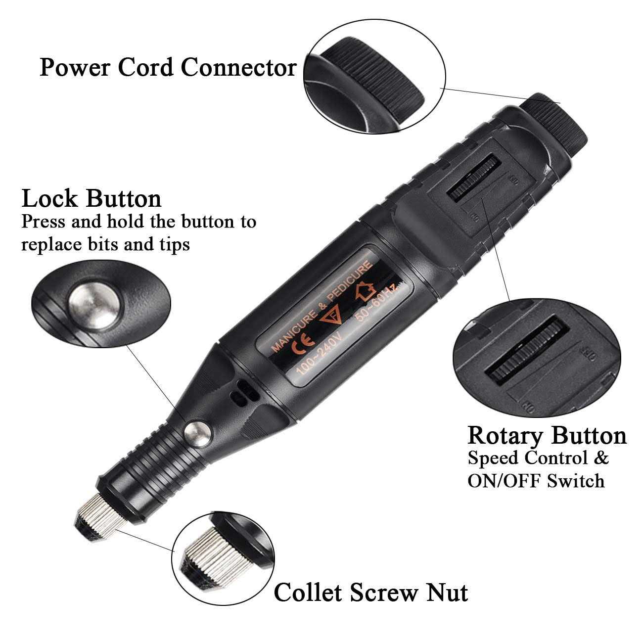 Uolor 108 Pcs Engraving Tool Kit Multi-functional Electric Corded Micro Engraver Etching Pen Diy Rotary Tool for Jewelry Glass Wood Ceramic Metal - Image 2