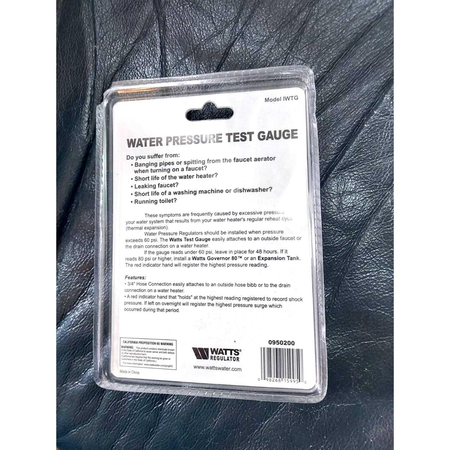 Watts 3/4 in. Plastic Water Pressure Test Gauge - Image 3