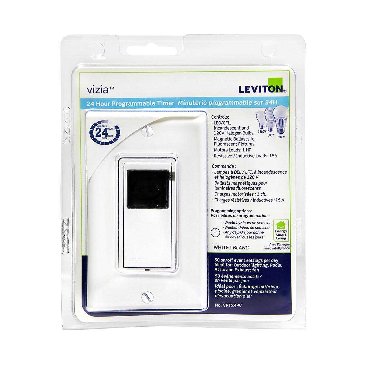 Leviton VPT24-1PZ Vizia 24-Hour Programmable Indoor Timer with Astronomical Clock VPT24-742