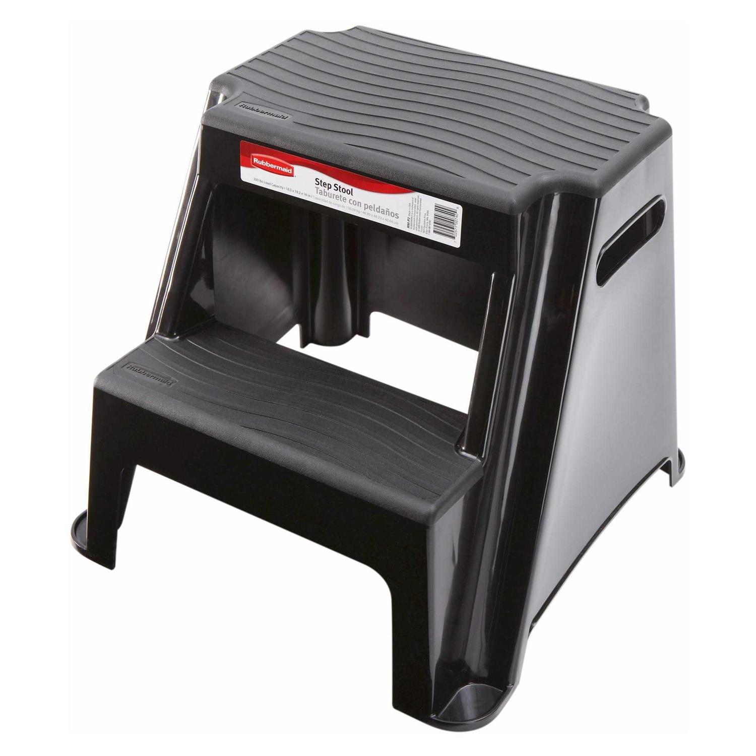 Rubbermaid 2-Step Molded Plastic Stool with Non-Slip Step Treads