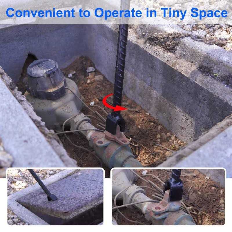 Eapele Water Meter Key 16 inch Enforced Steel T-Handle With 4-way Multi-Functional Universal Cross Key - Image 4