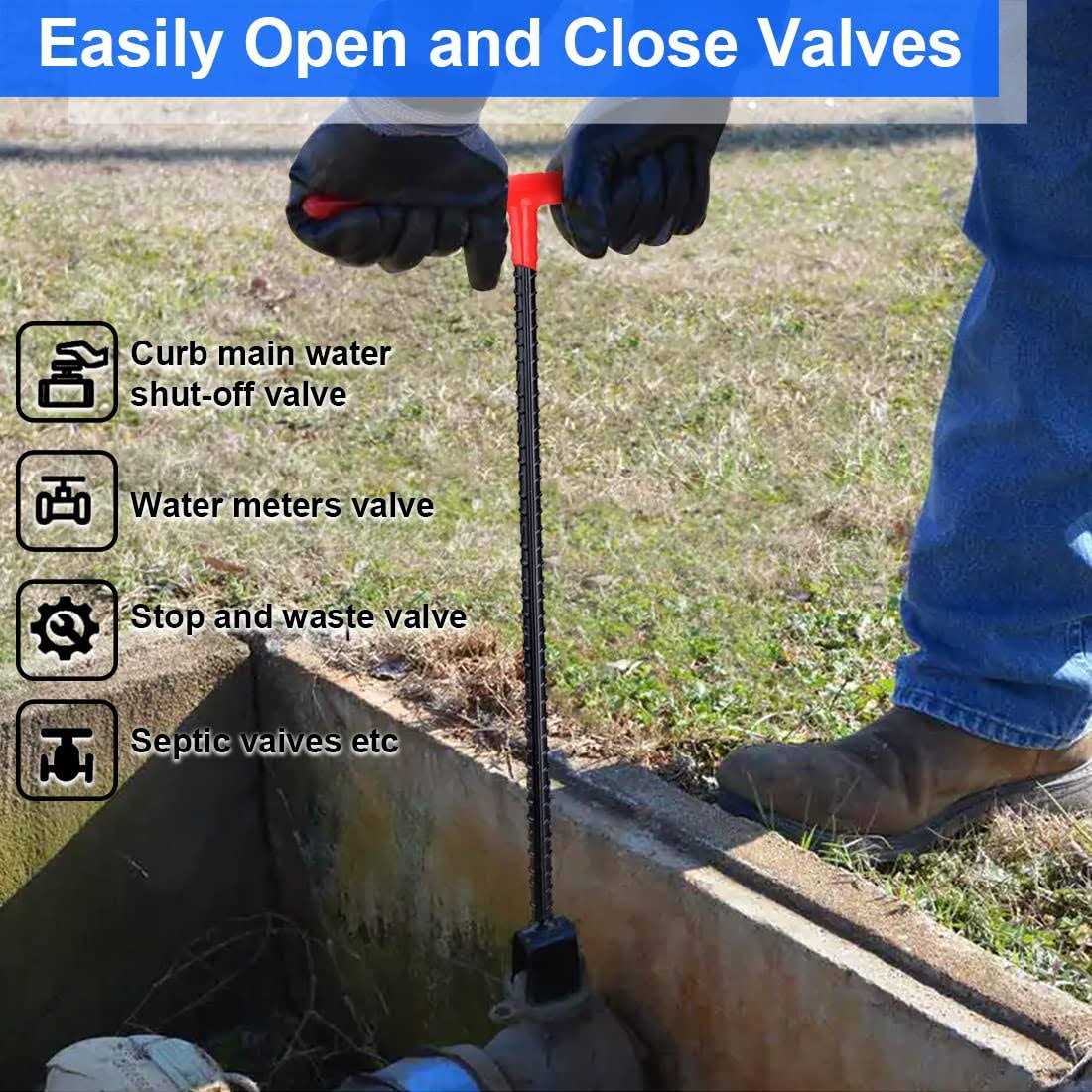 Eapele Water Meter Key 16 inch Enforced Steel T-Handle With 4-way Multi-Functional Universal Cross Key - Image 5