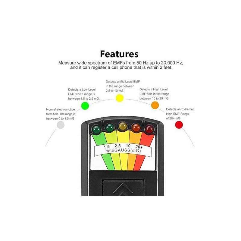 kydely 5 LED EMF Meter Magnetic Field Detector Ghost Hunting Paranormal Equipment Tester Counter - Image 3