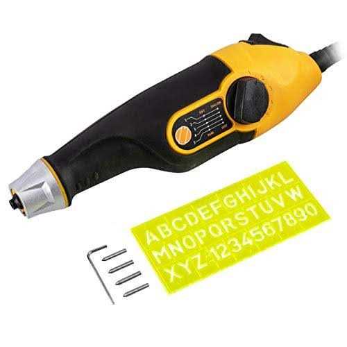 UTOOL Engraver Pen with Letter/Number Stencil 24W Handheld Etching Tool for Wood Metal Glass Engraving with 4 Replaceable Tungsten Carbide Steel - Image 3