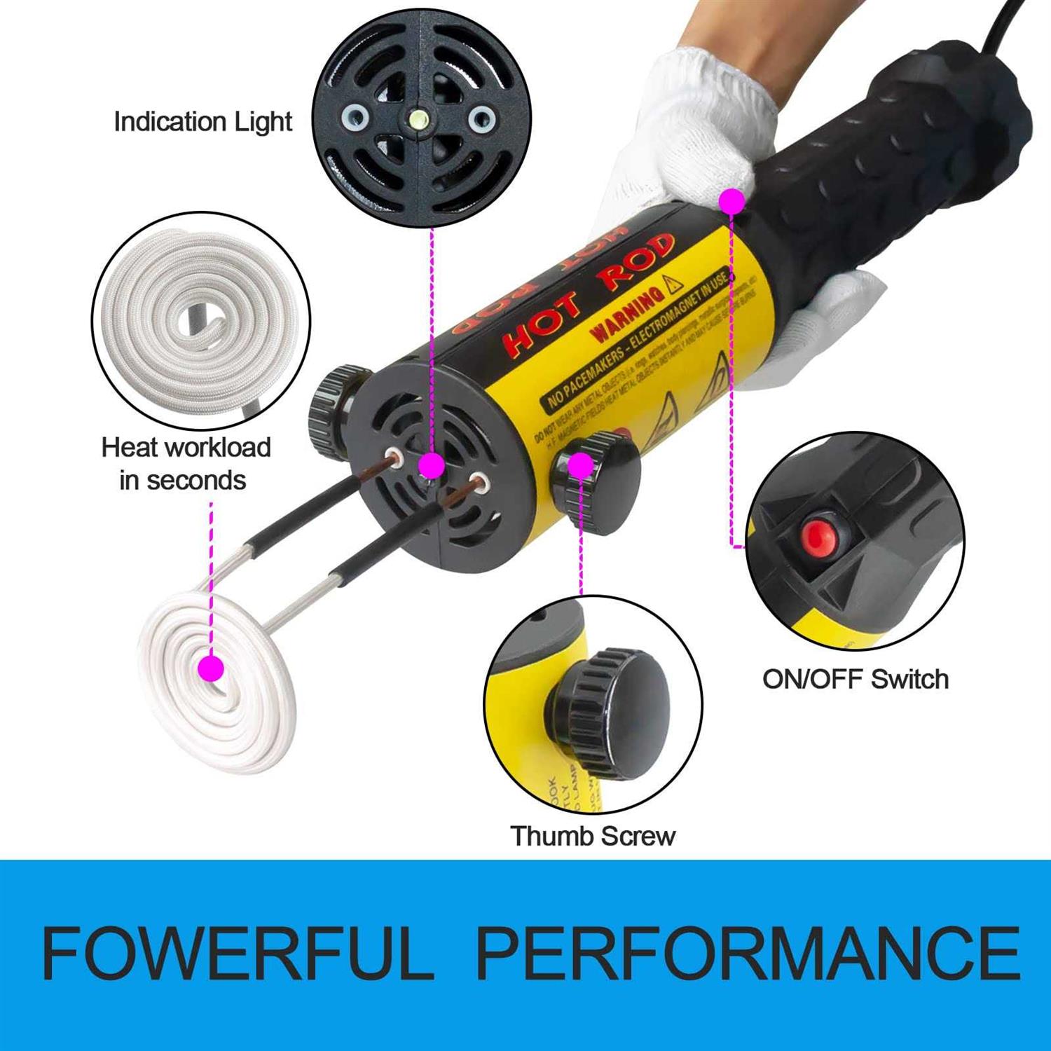Solary Magnetic Induction Heater Kit 1000W 110V For Automotive Flameless Heat Induction Heat 1KW Hand Tool - Image 4