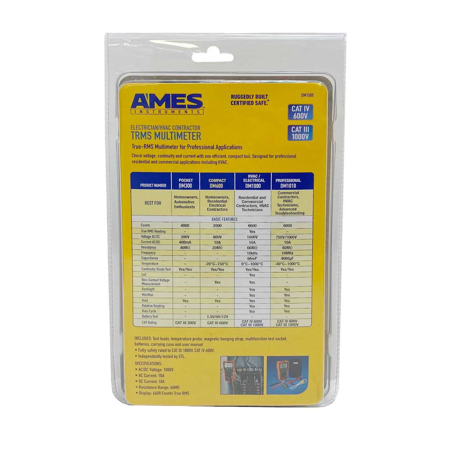 Ames Instruments DM1000 Electricians HVAC Contractor TRMS Multimeter - Image 2