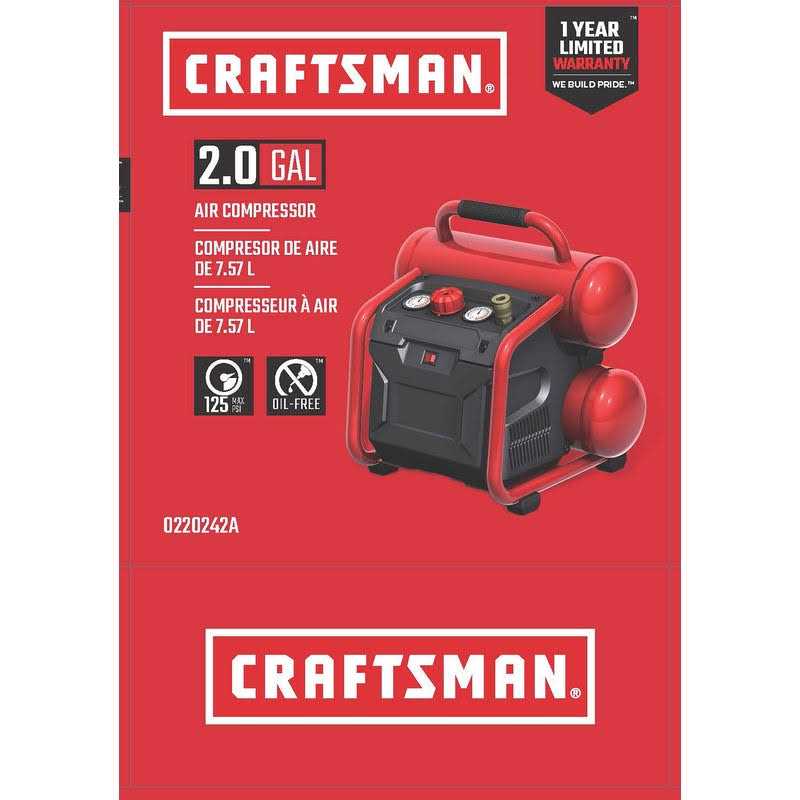 Craftsman Air Compressor 2 Gallon Portable Air Compressor Twin Tank - Image 3